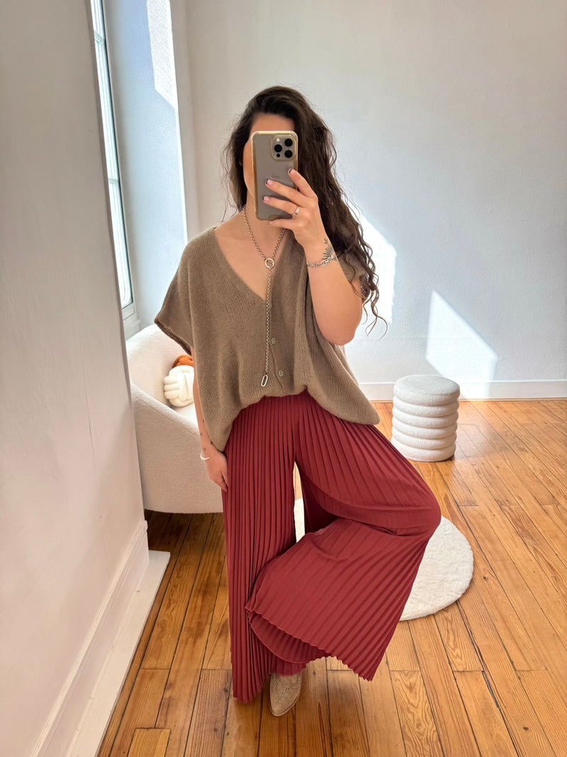 PANTALON AMPLE FRAMBOISE