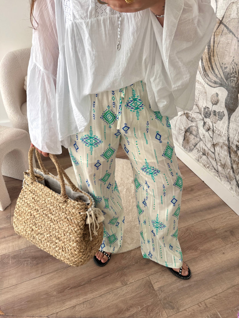 PANTALON BOHÈME TURQUOISE