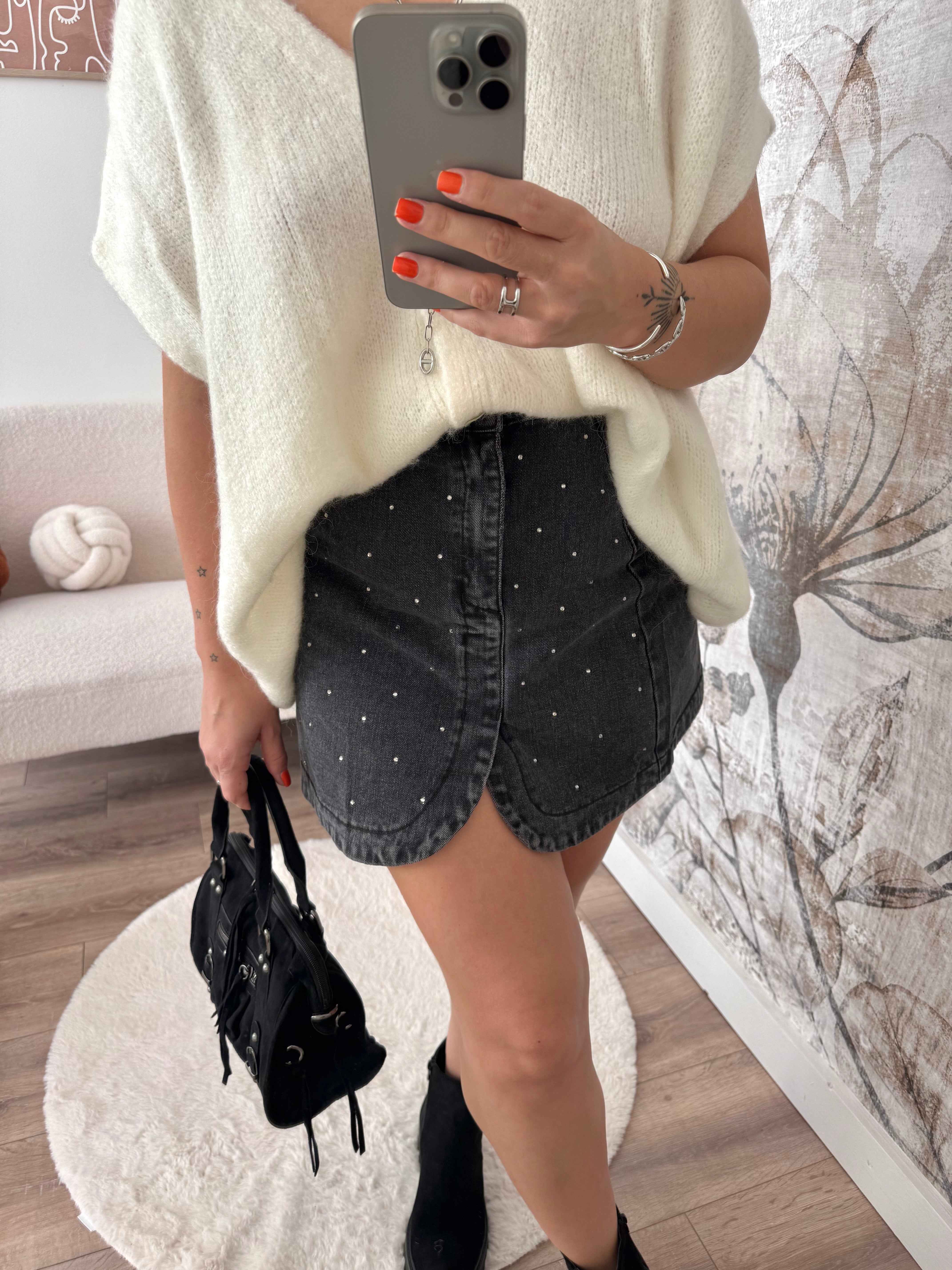 JUPE EN JEANS STRASS