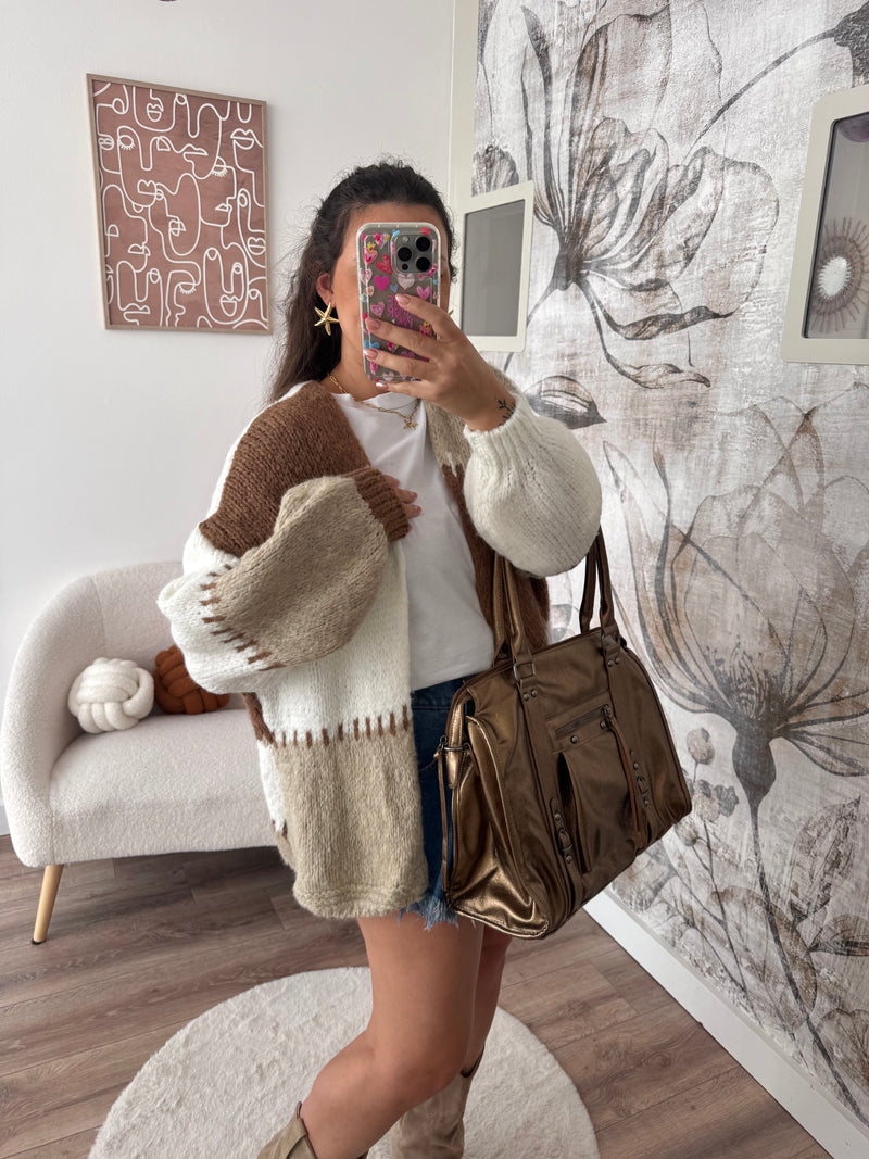 GILET ALMA BEIGE/MARRON