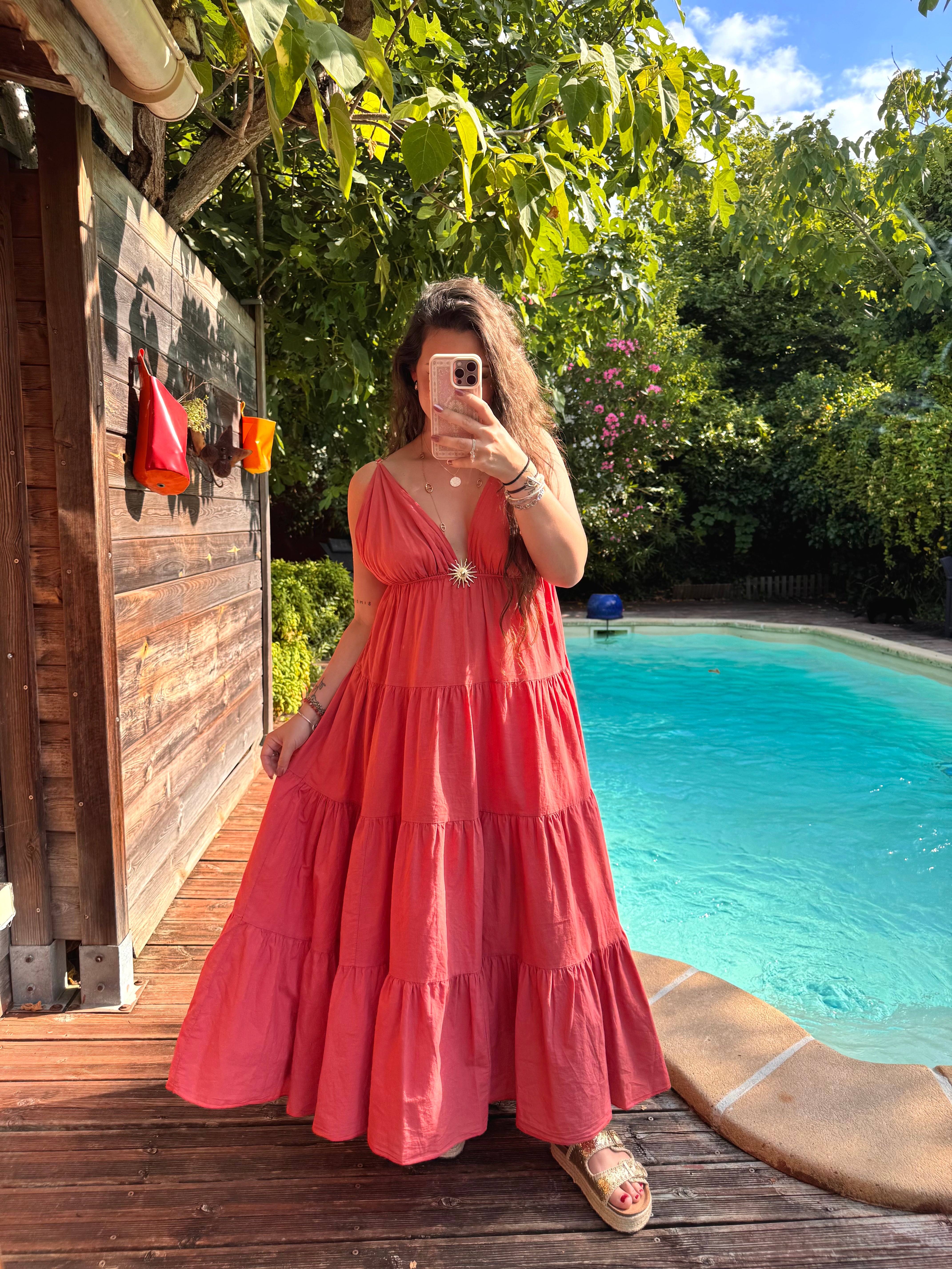 ROBE SOLEIL LONGUE CORAIL