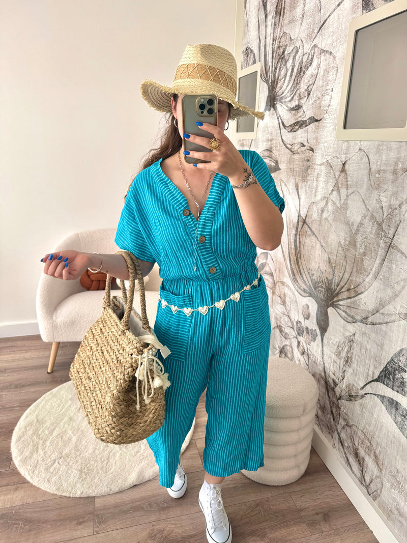 COMBINAISON COTON LÉA BLEU TURQUOISE