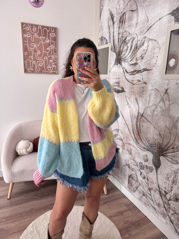 GILET ALMA ROSE/JAUNE