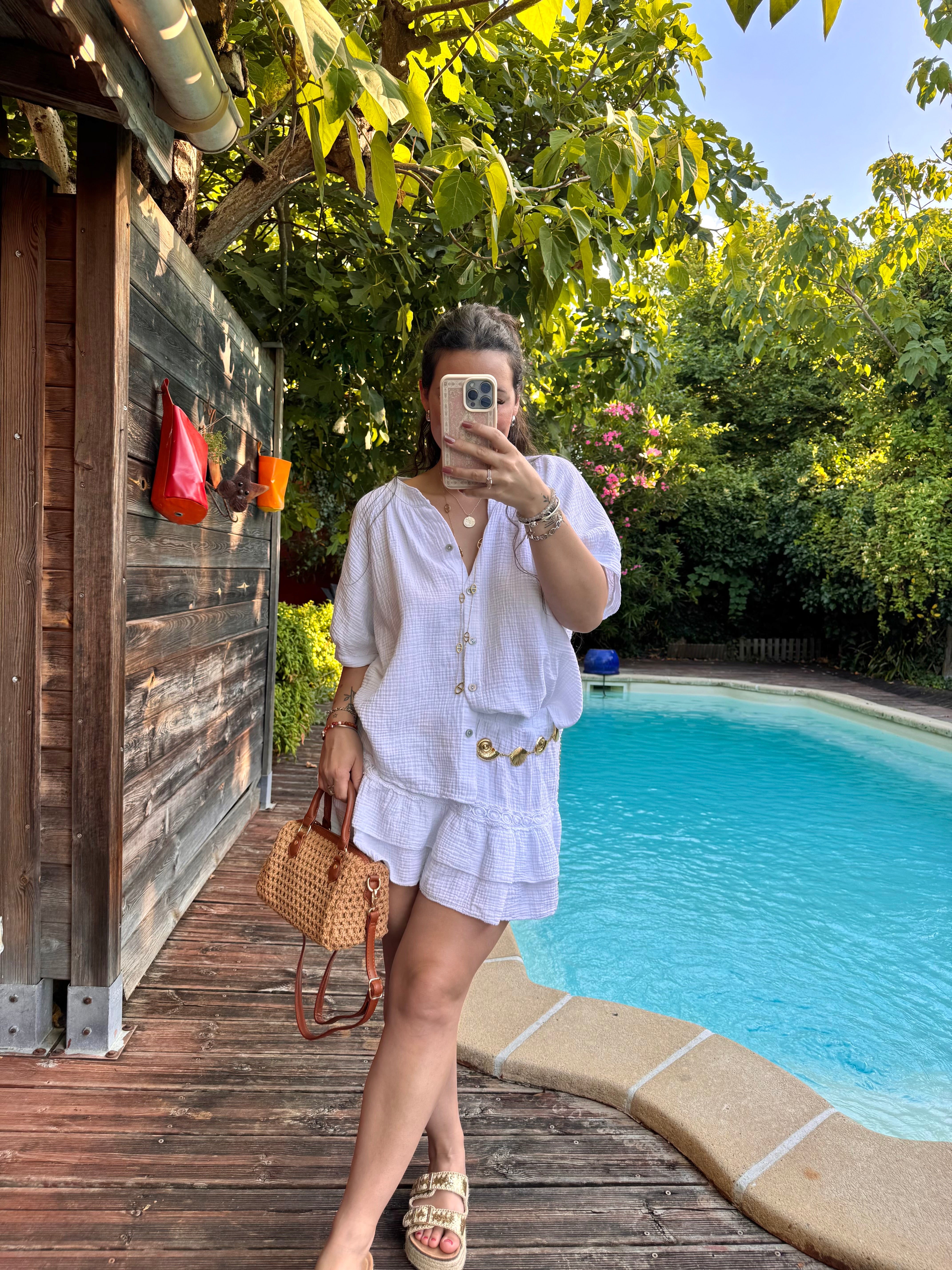 ENSEMBLE JUPE/BLOUSE BLANC