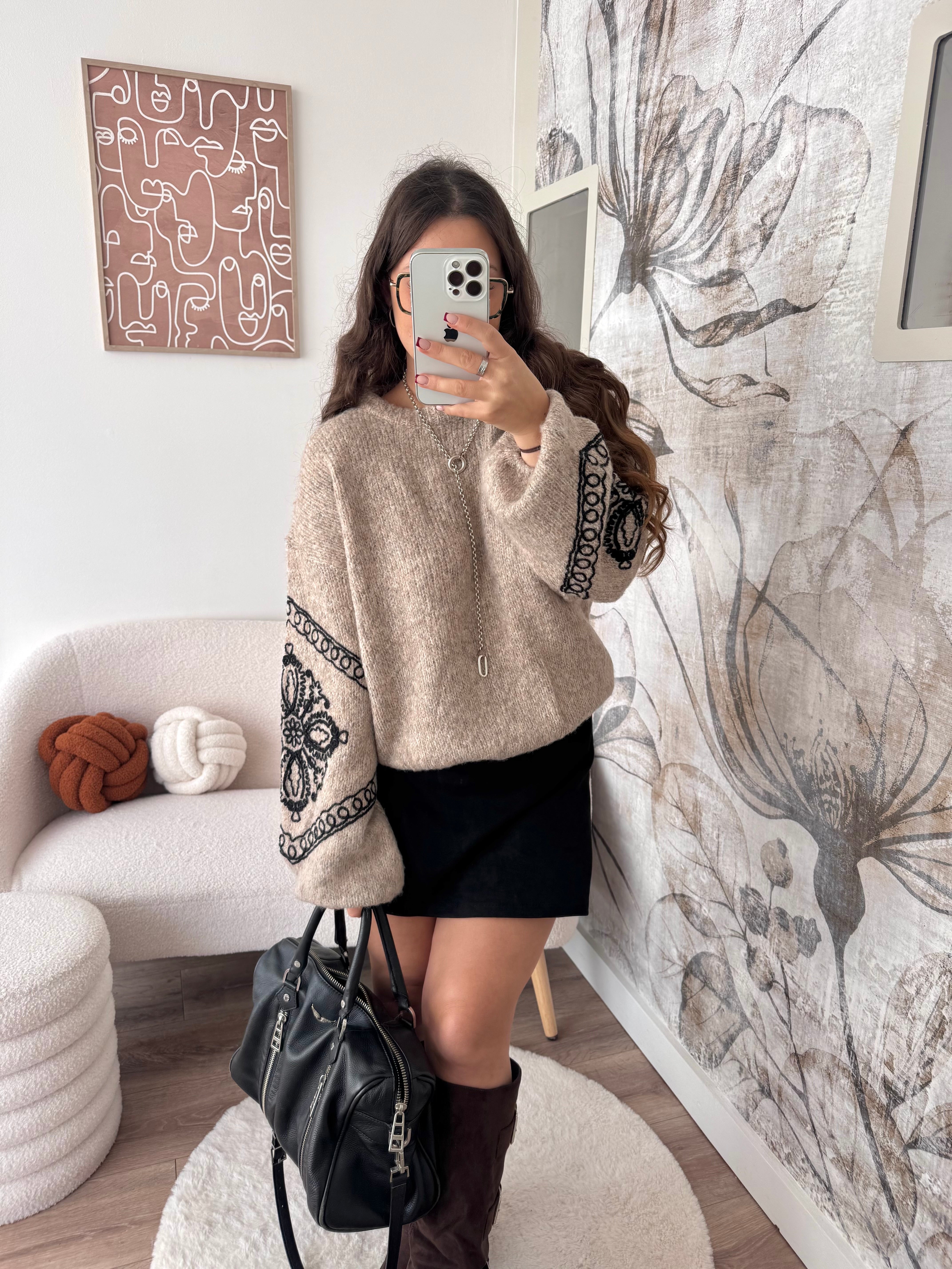 PULL BOHÈME MARRON