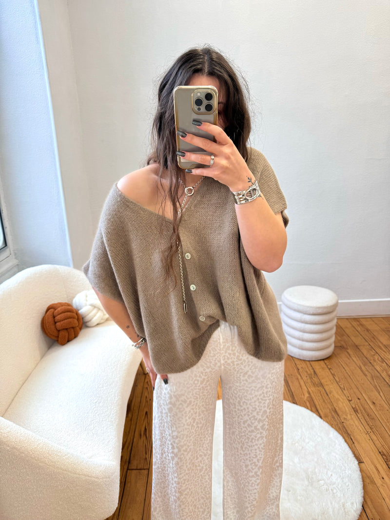 PANTALON FLUIDE LÉOPARD BLANC