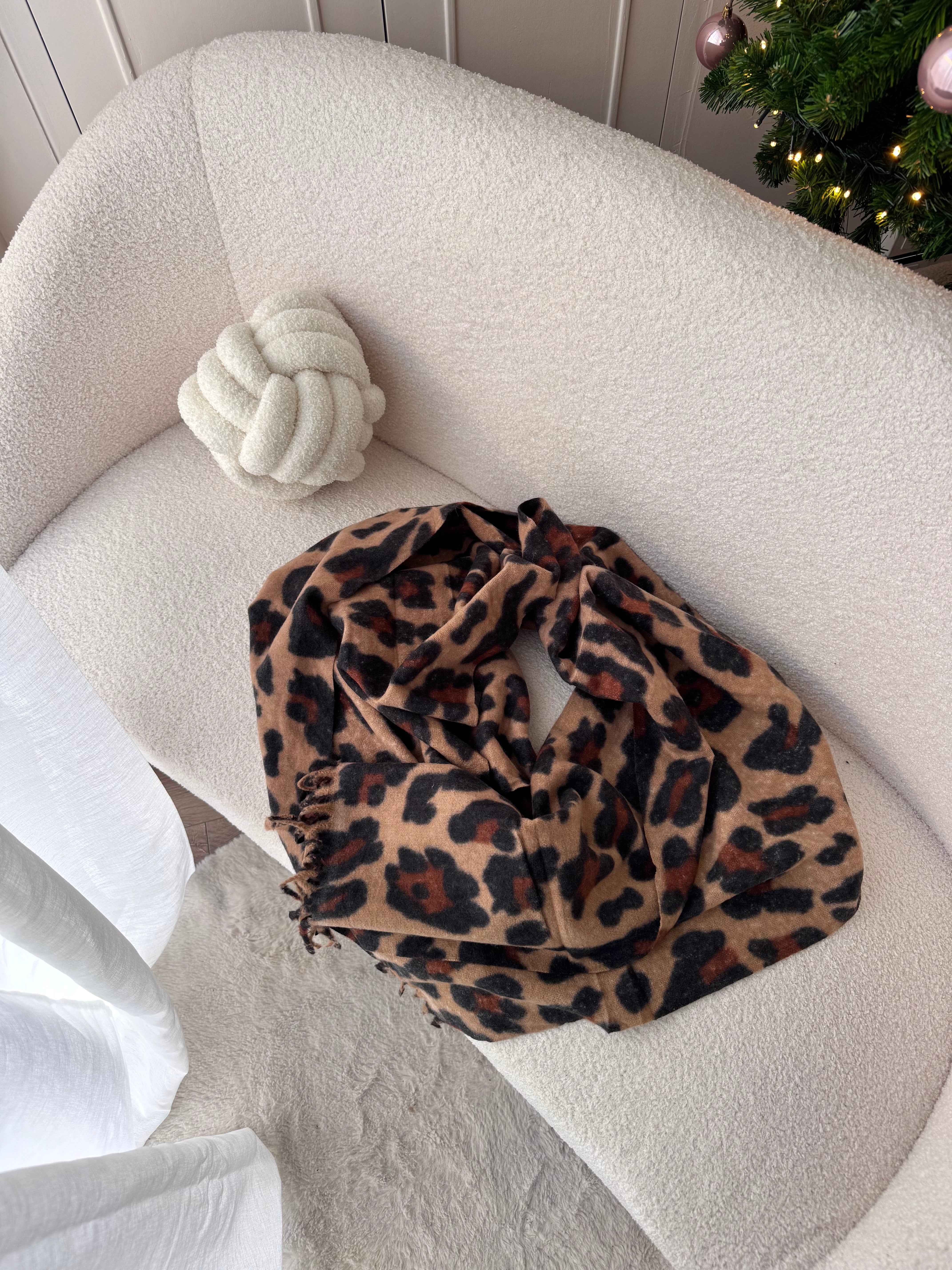 ÉCHARPE XXL LÉOPARD CAMEL