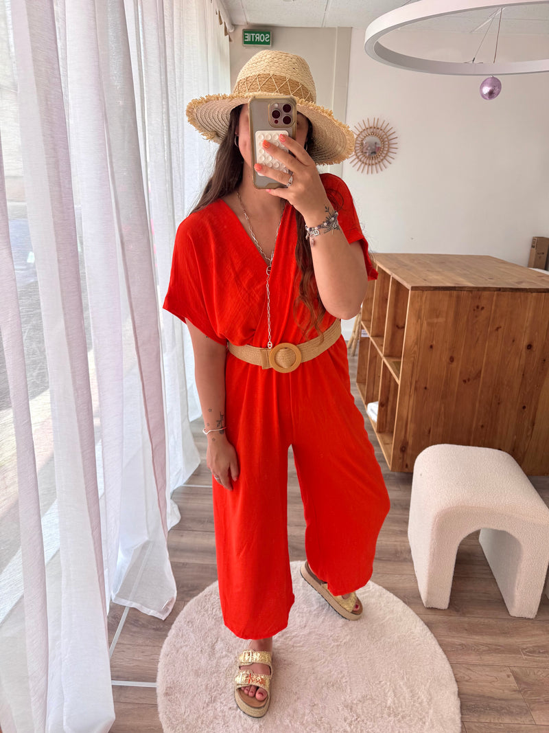 COMBINAISON ORANGE AVEC LA CEINTURE