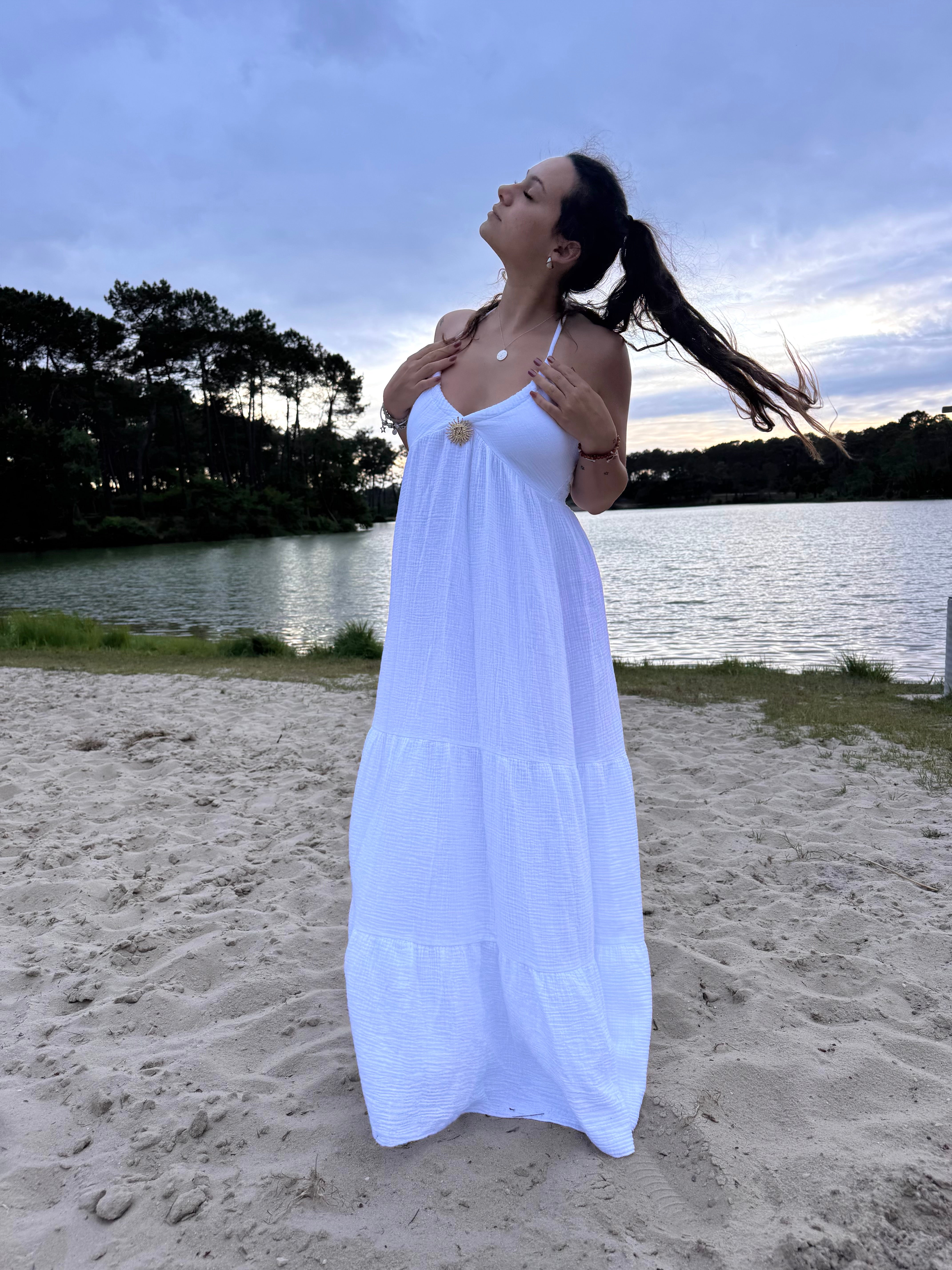 ROBE SOLEIL GAZE DE COTON BLANCHE