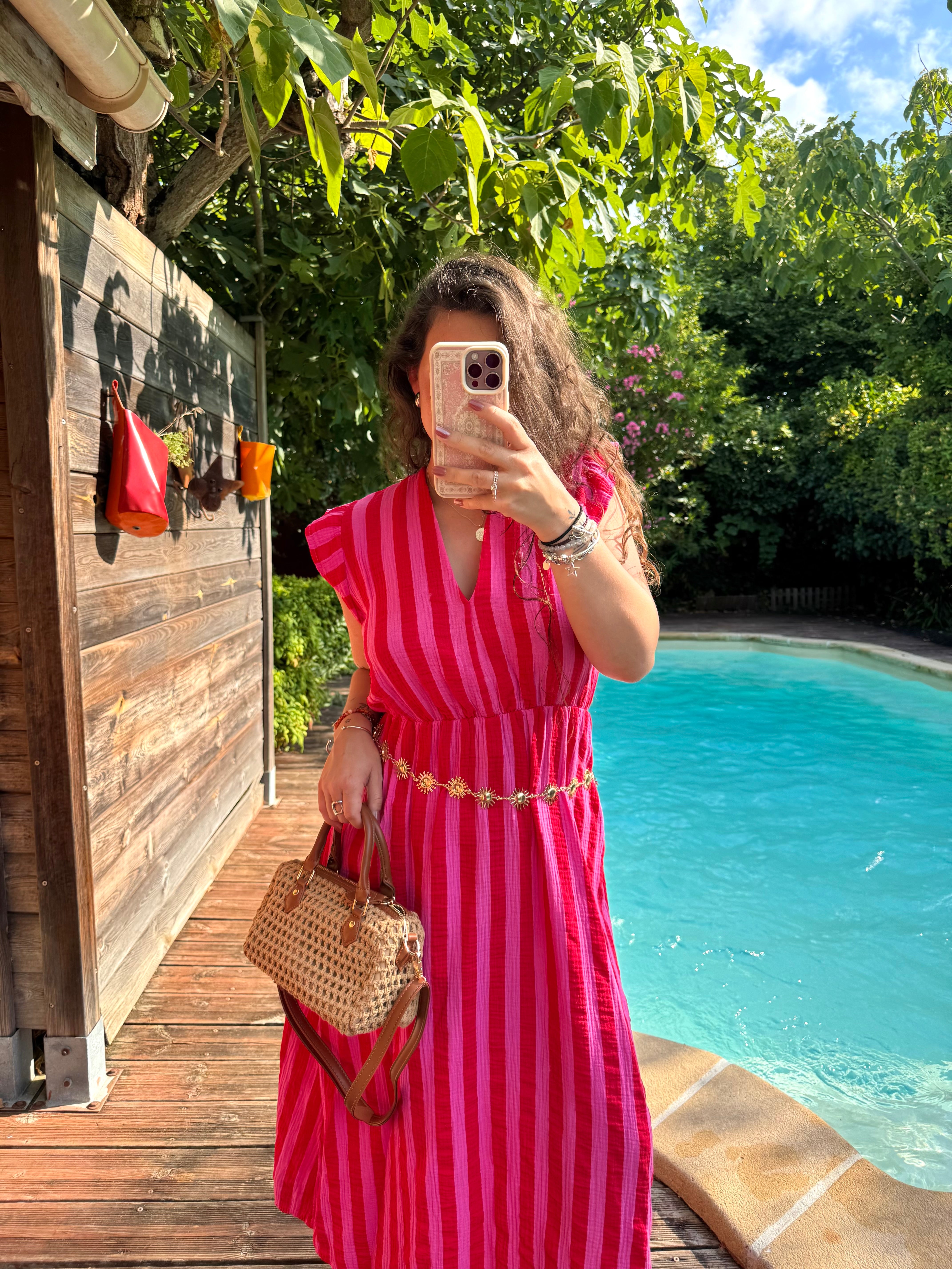 ROBE RAYÉ TEAM PETITE ROUGE