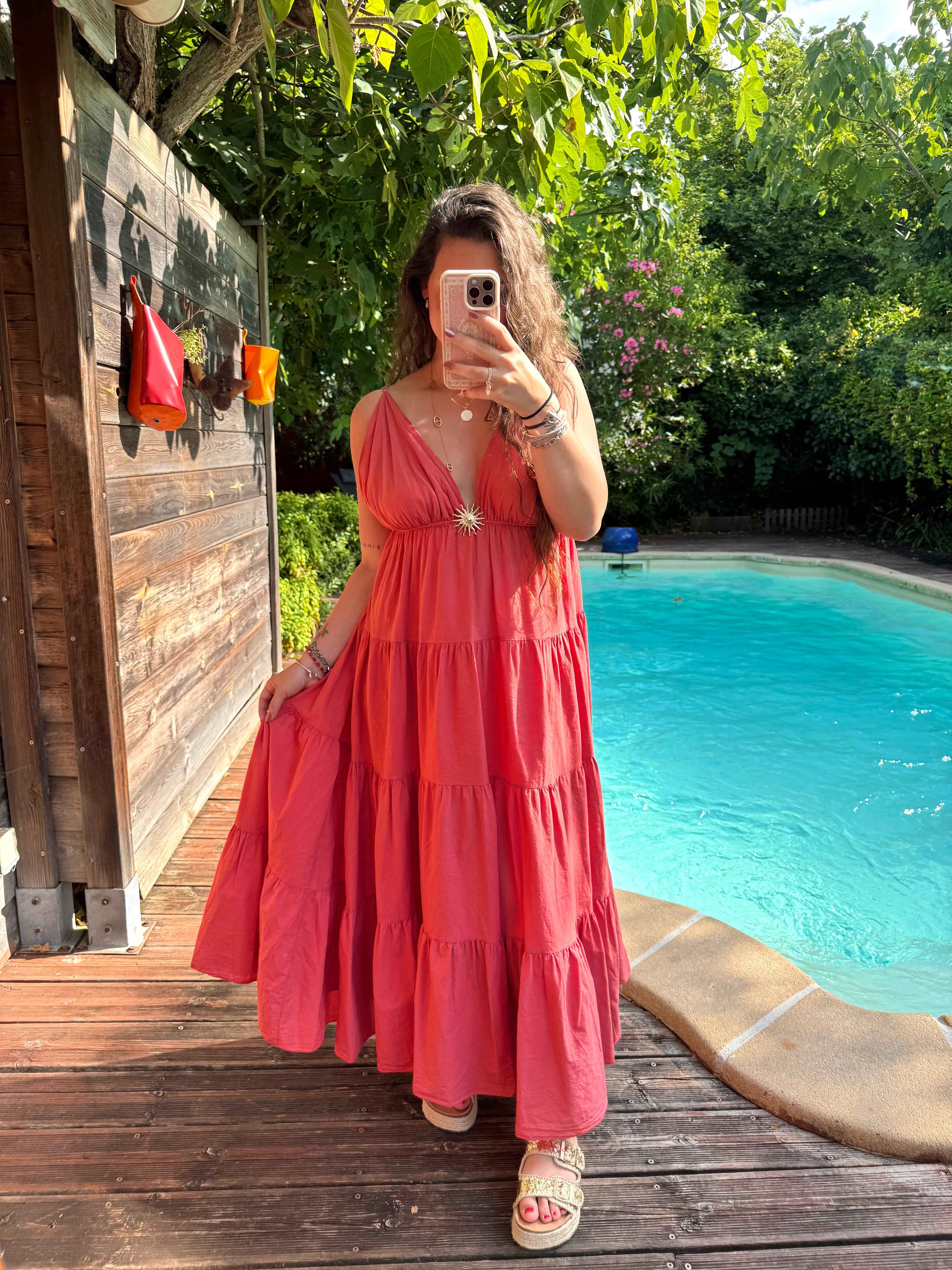 ROBE SOLEIL LONGUE CORAIL