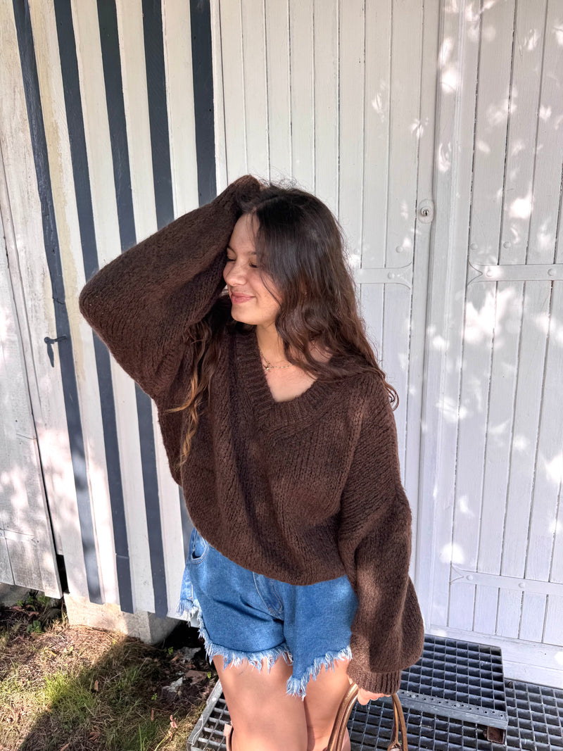 PULL FLUFFY MOHAIR CHOCOLAT ( expédition fin de semaine)