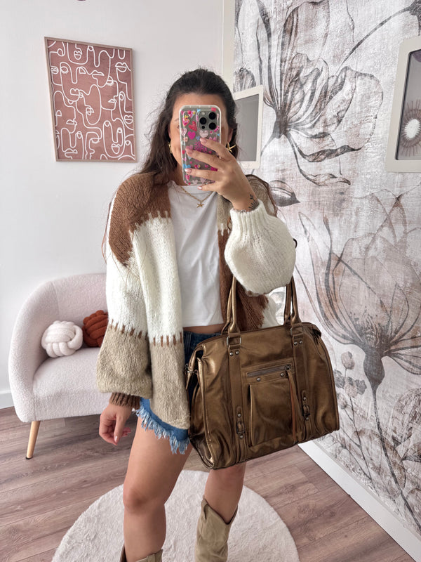 GILET ALMA BEIGE/MARRON