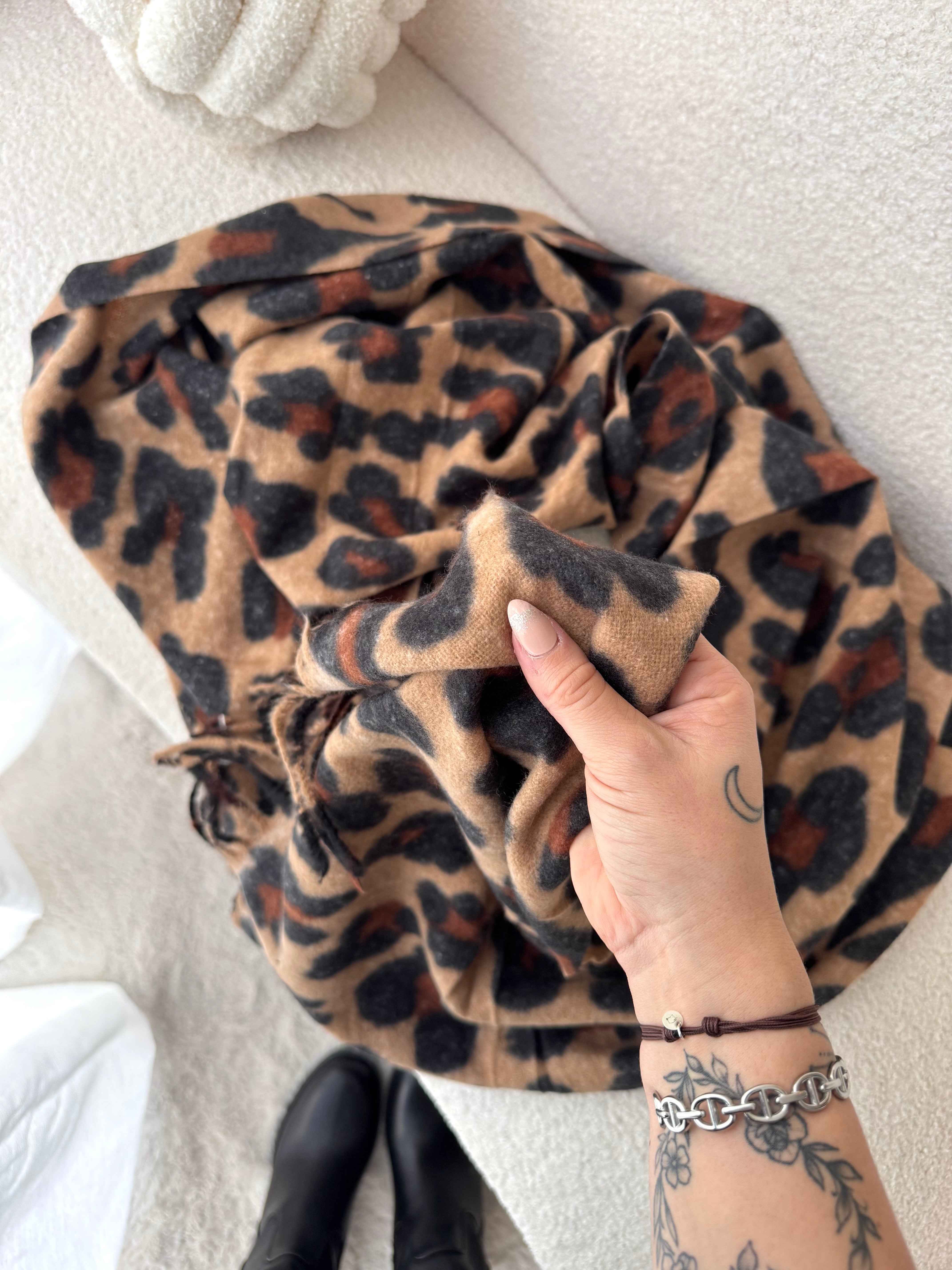 ÉCHARPE XXL LÉOPARD CAMEL