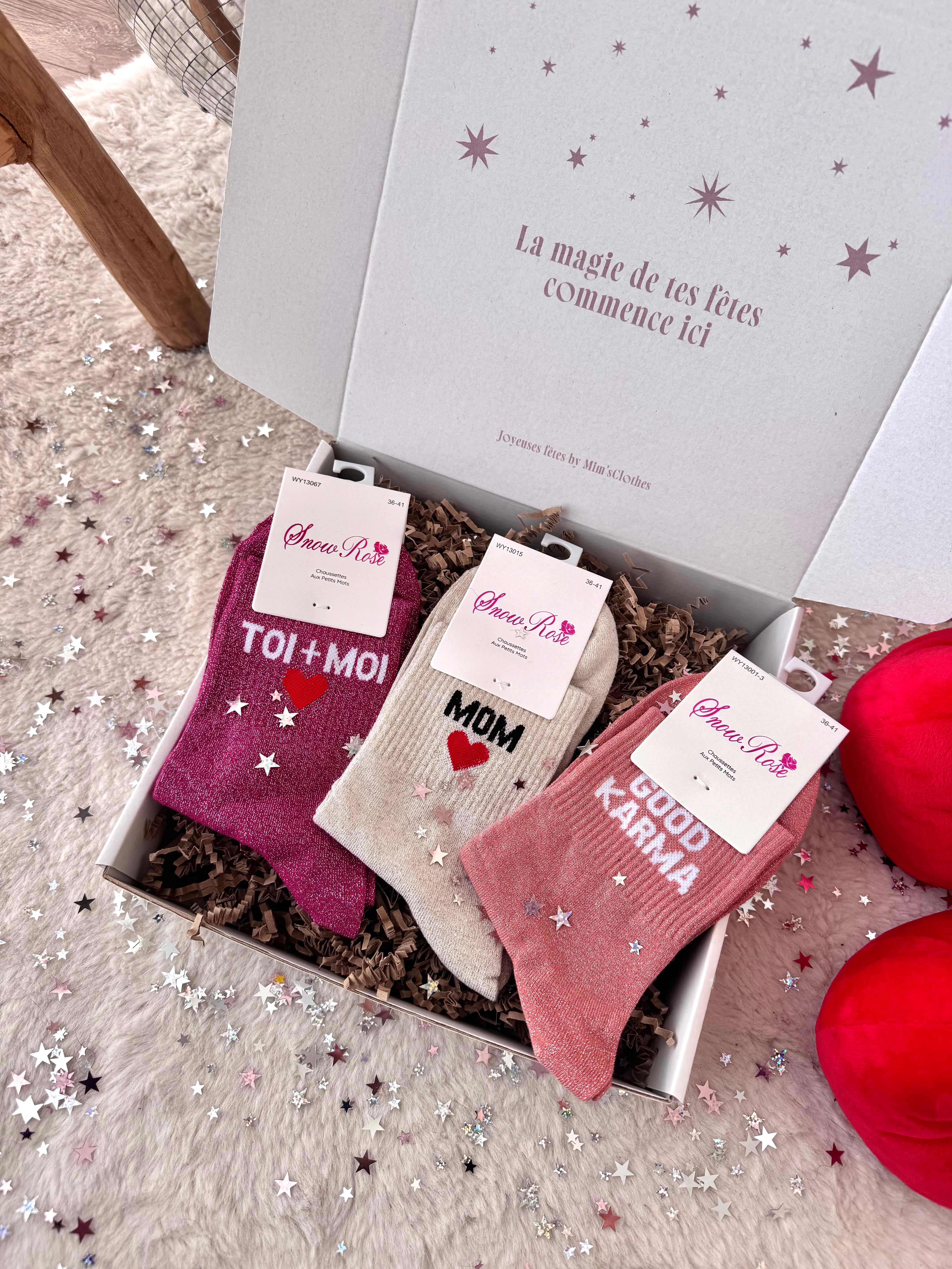 COFFRET CHAUSSETTES À PAILLETTES MOM/GOOD KARMA/TOI+MOI