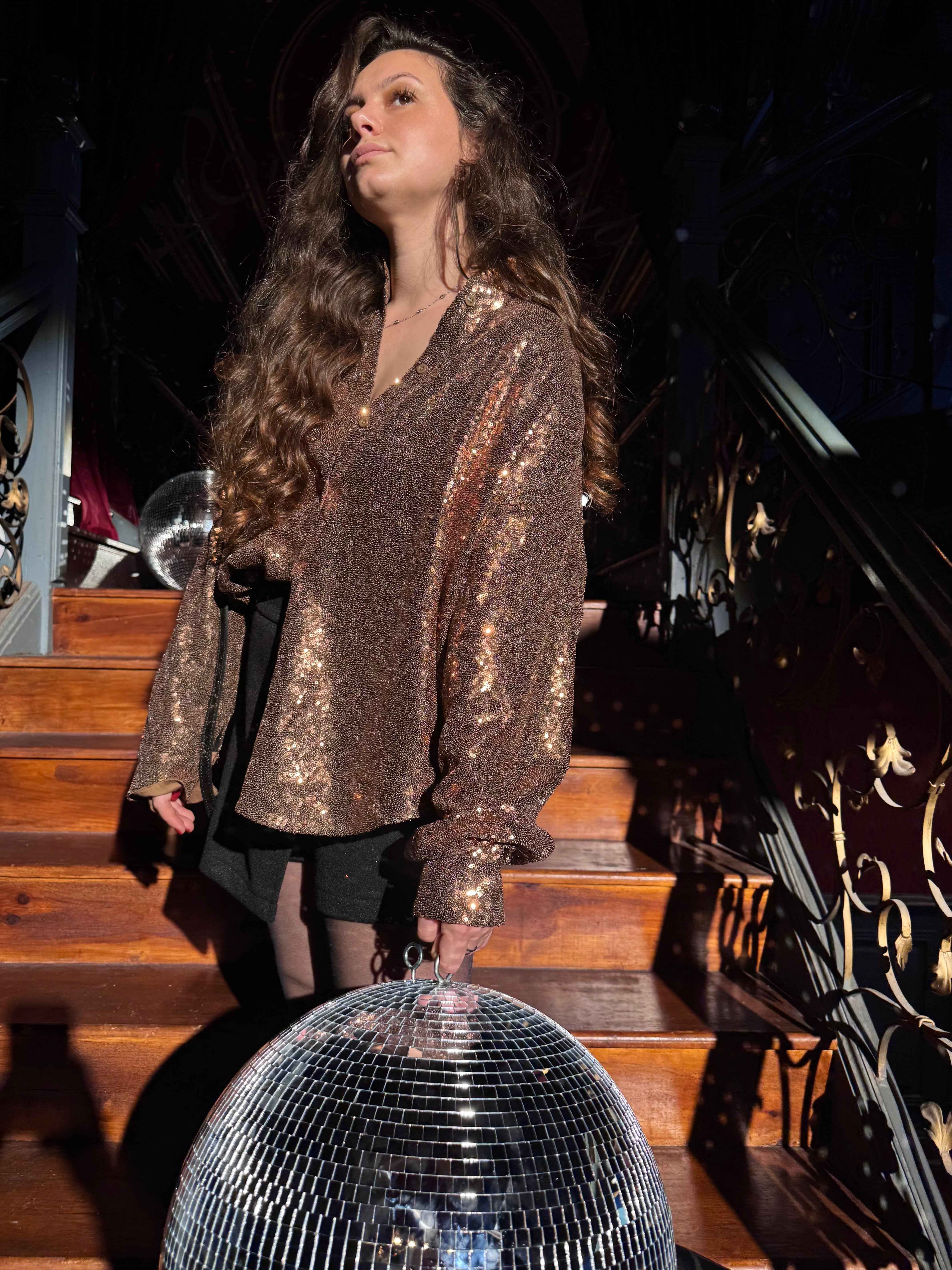 CHEMISE SEQUINS BRONZE