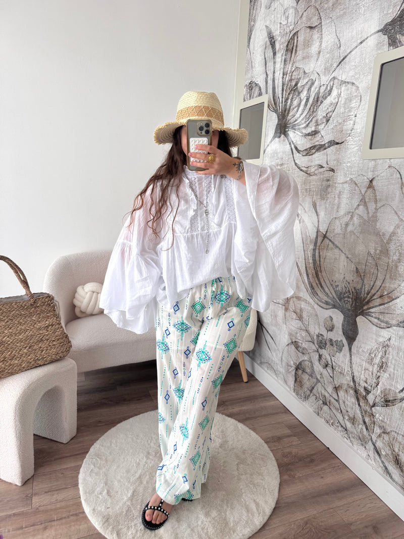 PANTALON BOHÈME TURQUOISE