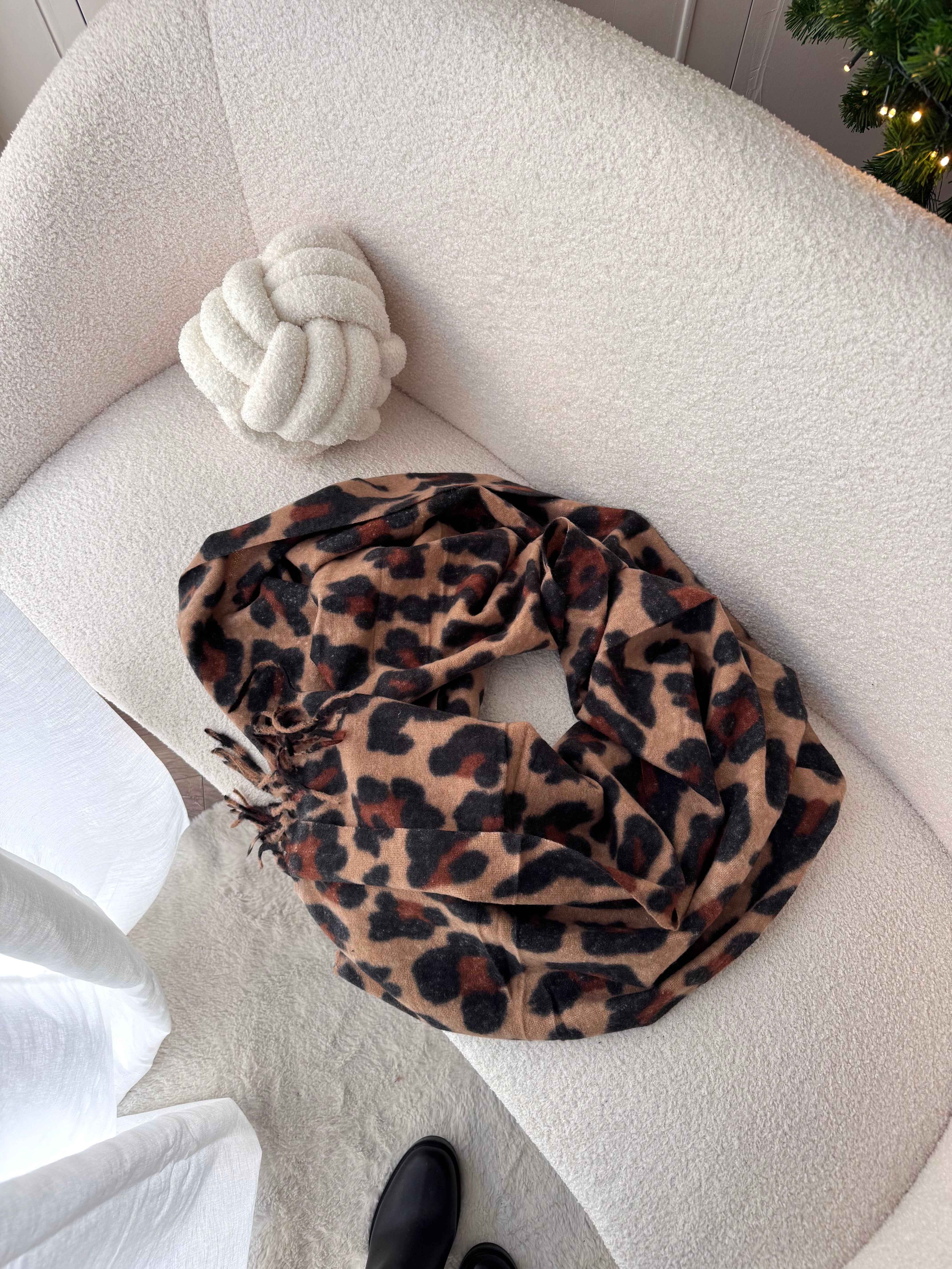 ÉCHARPE XXL LÉOPARD CAMEL