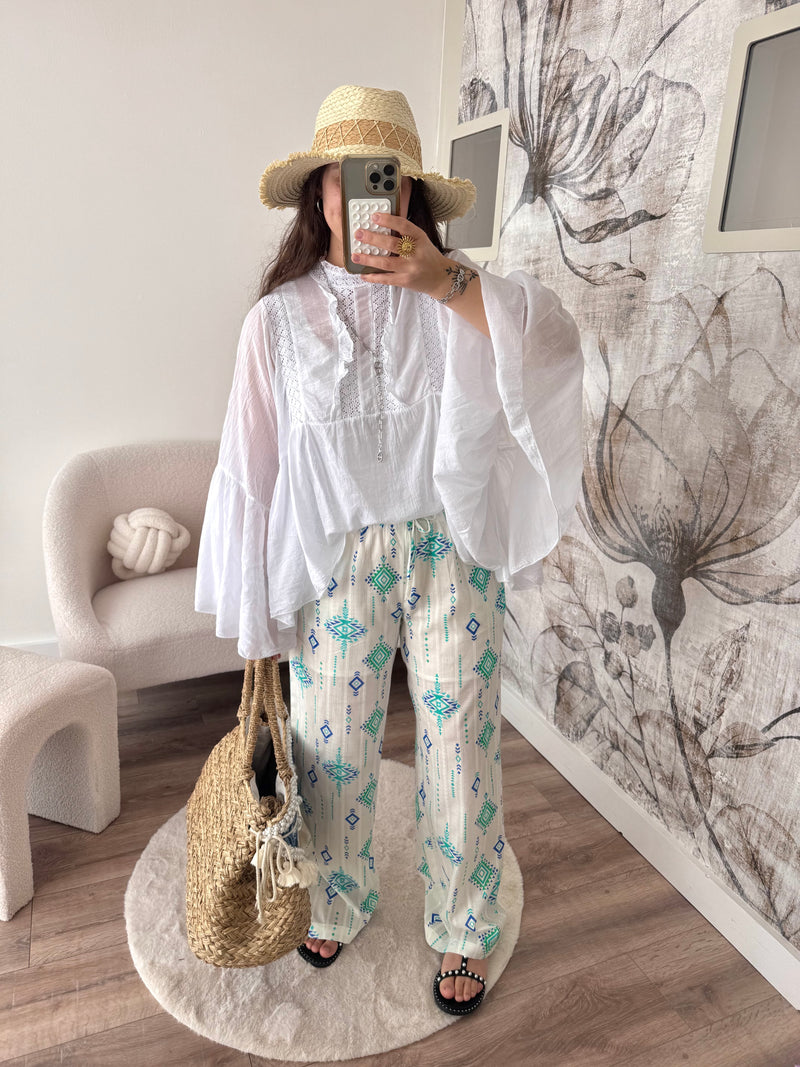 PANTALON BOHÈME TURQUOISE