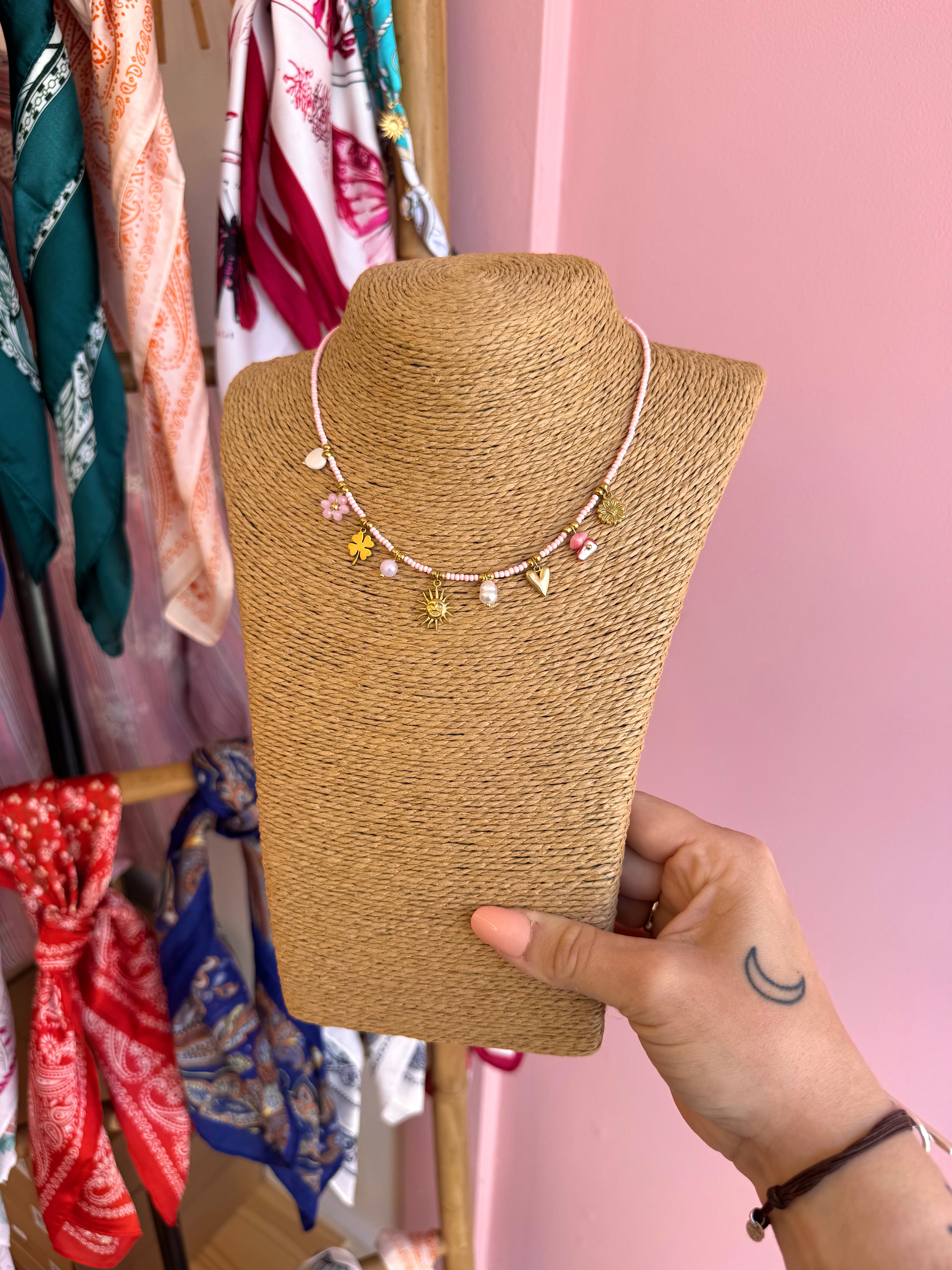 COLLIER PERLA ROSE CHARMS