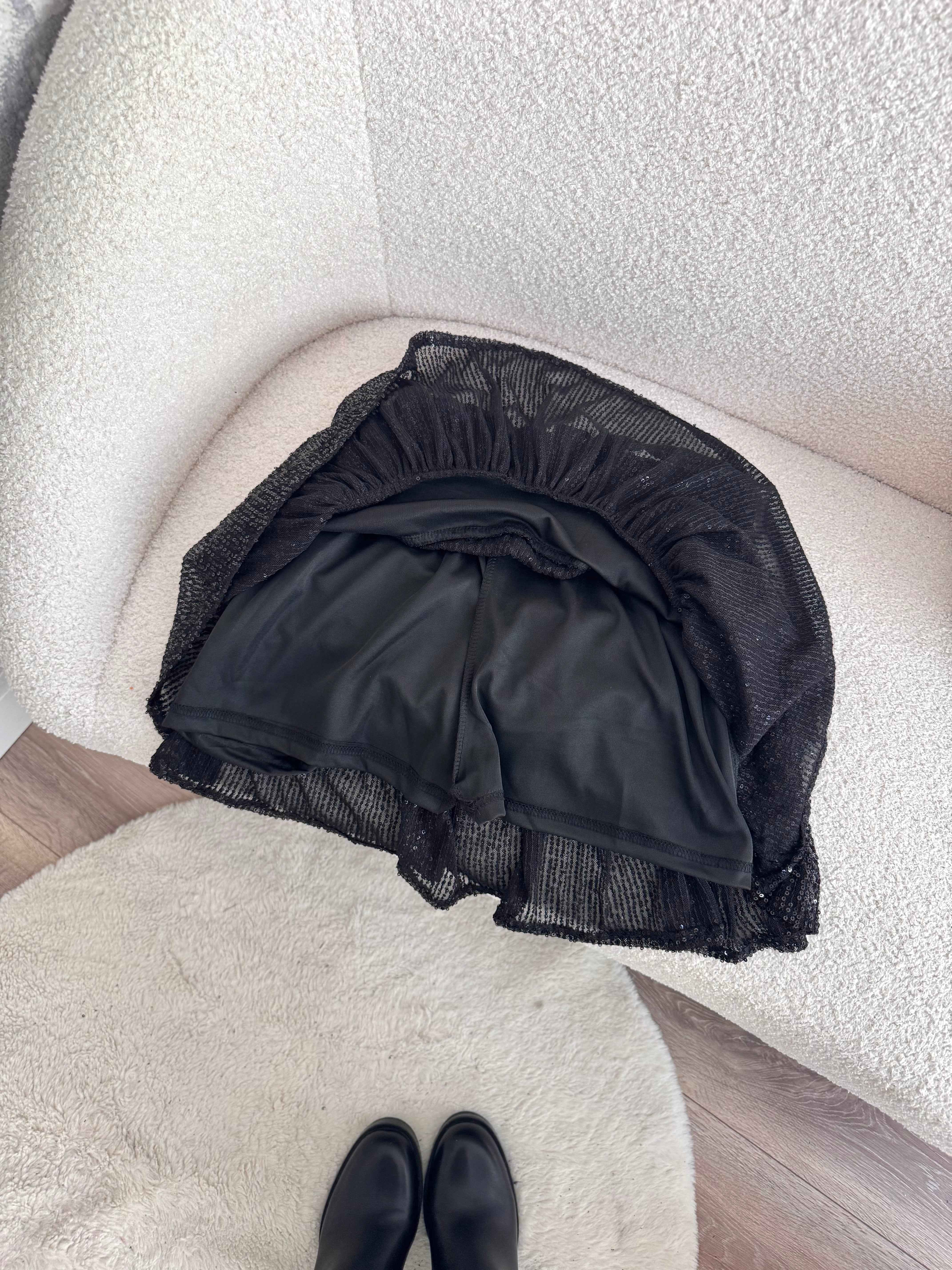JUPE/SHORT À PAILLETTES NOIRE