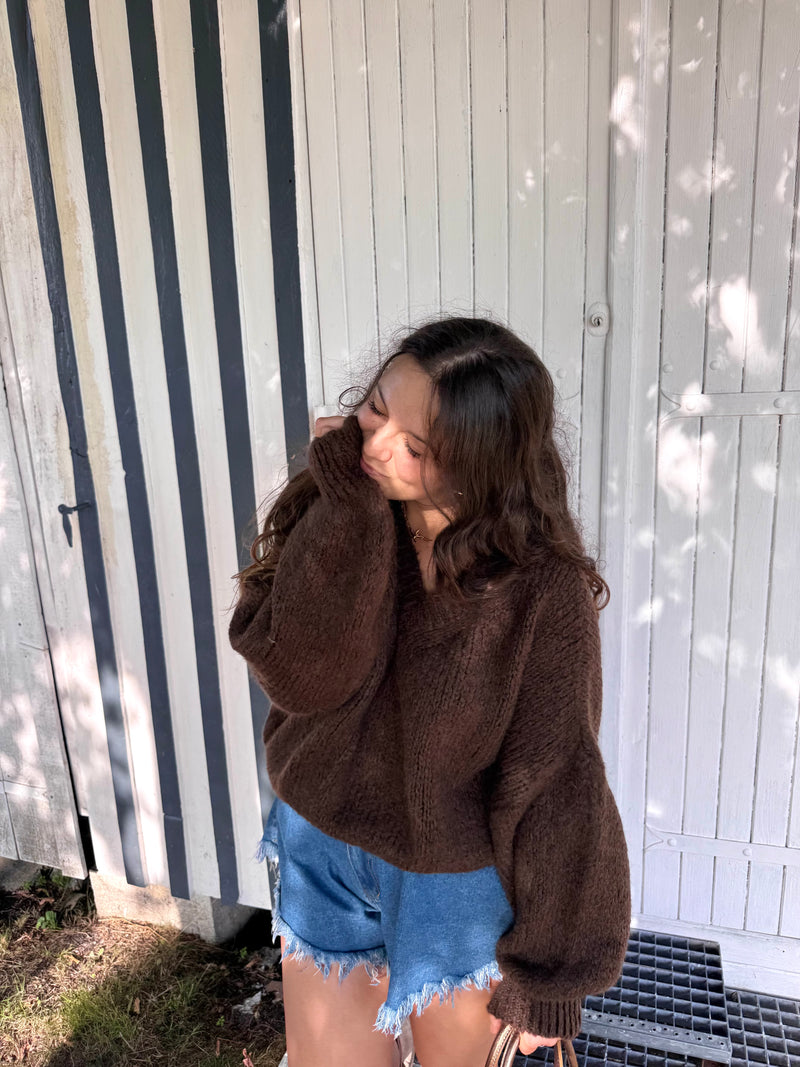 PULL FLUFFY MOHAIR CHOCOLAT ( expédition fin de semaine)