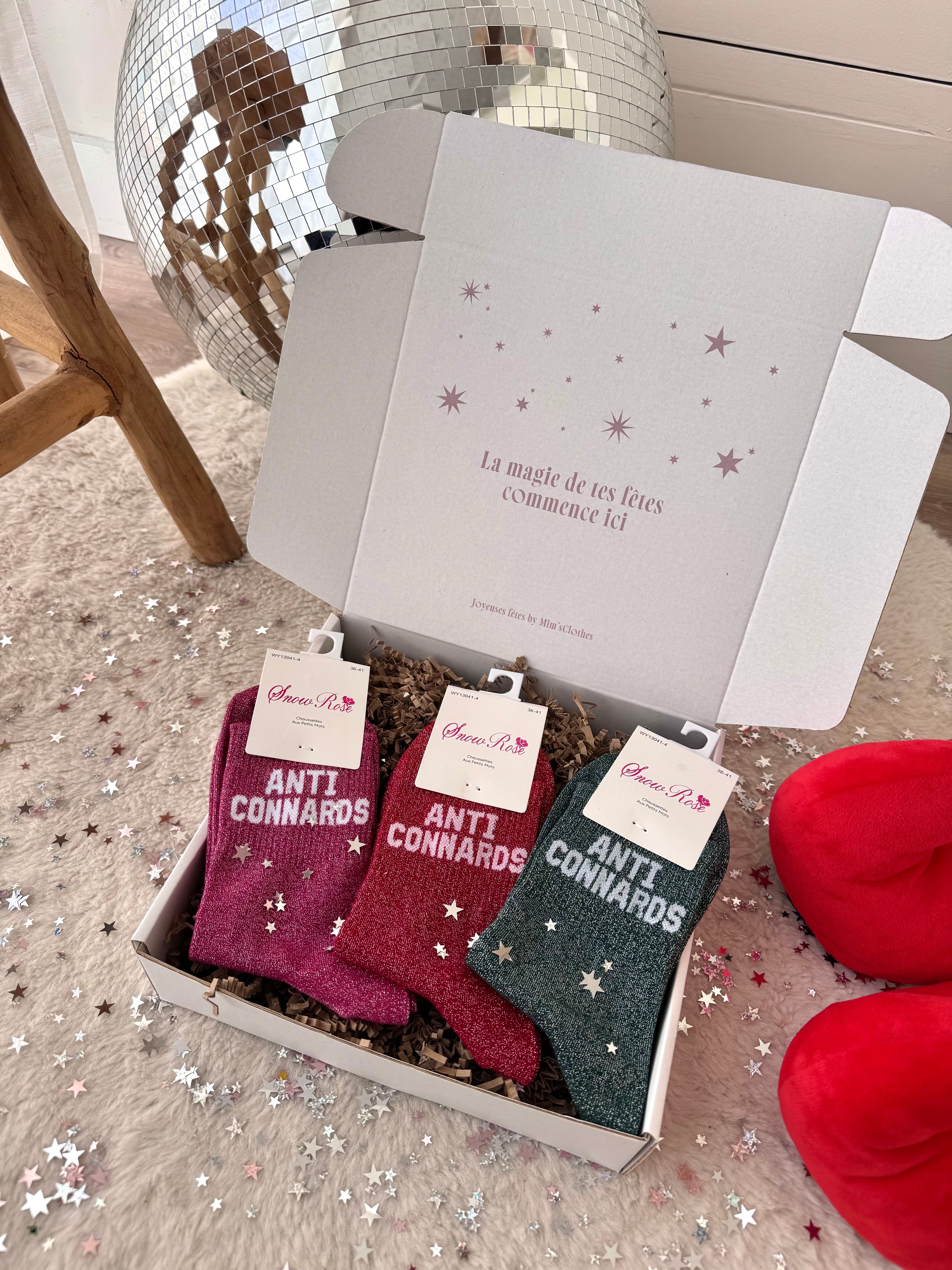 COFFRET CHAUSSETTES À PAILLETTES ANTI CONNARD