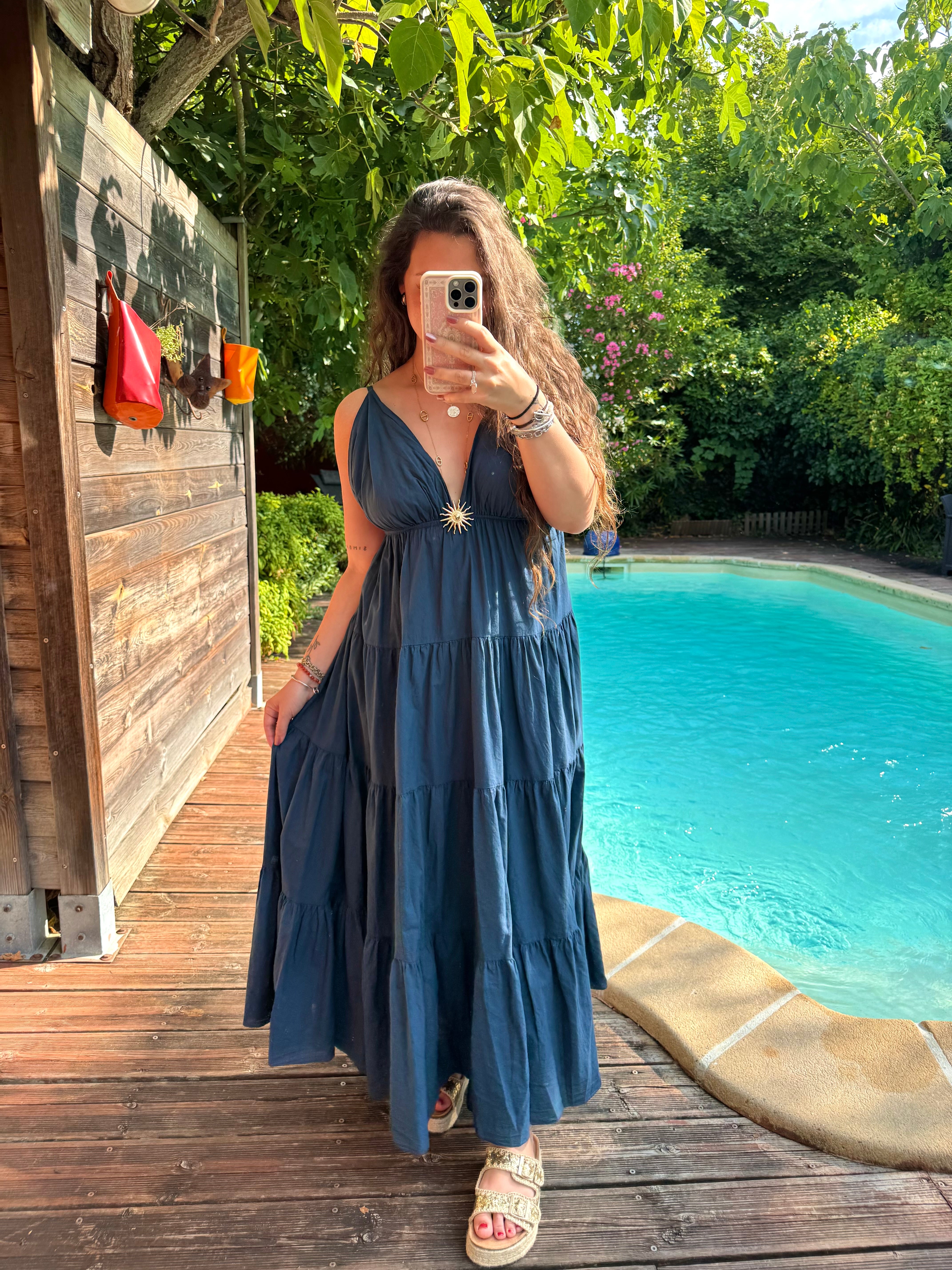 ROBE SOLEIL LONGUE BLEU MARINE