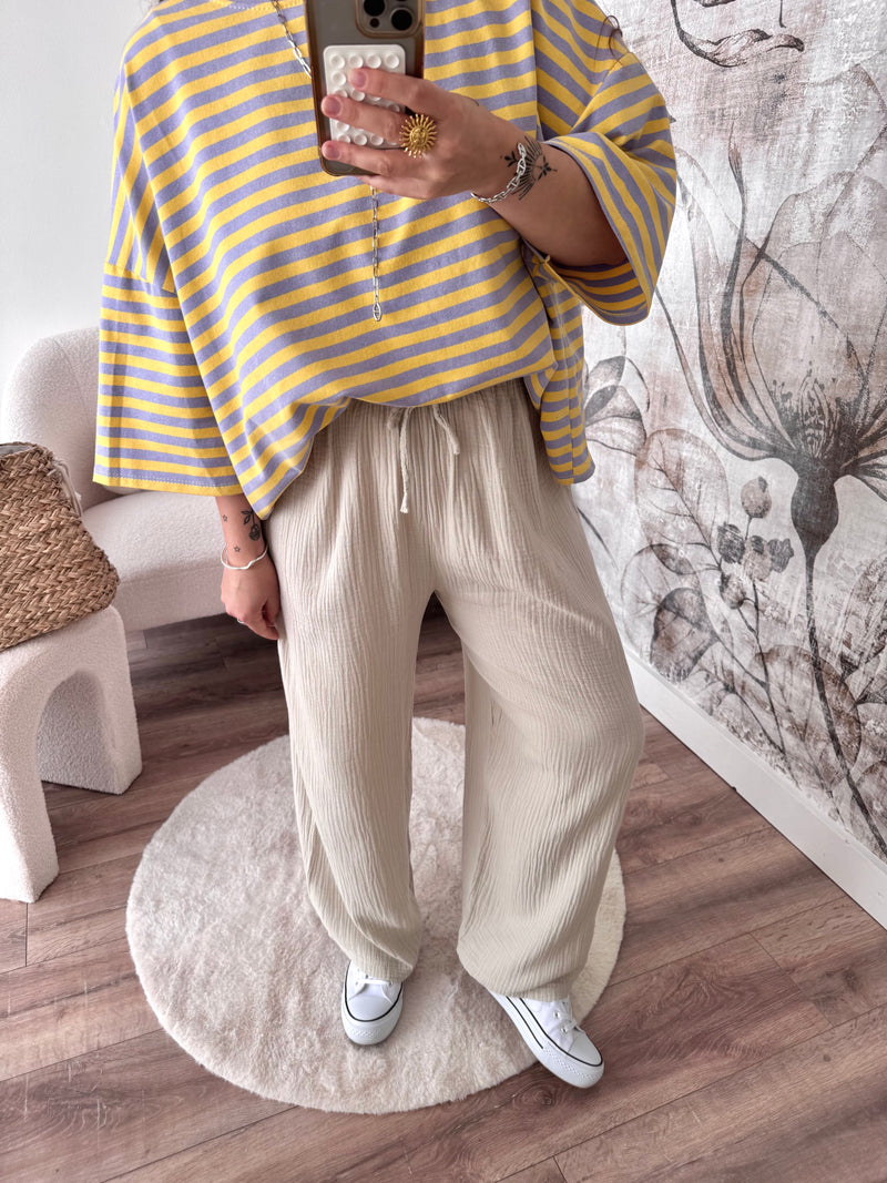 PANTALON GAZE DE COTON BEIGE