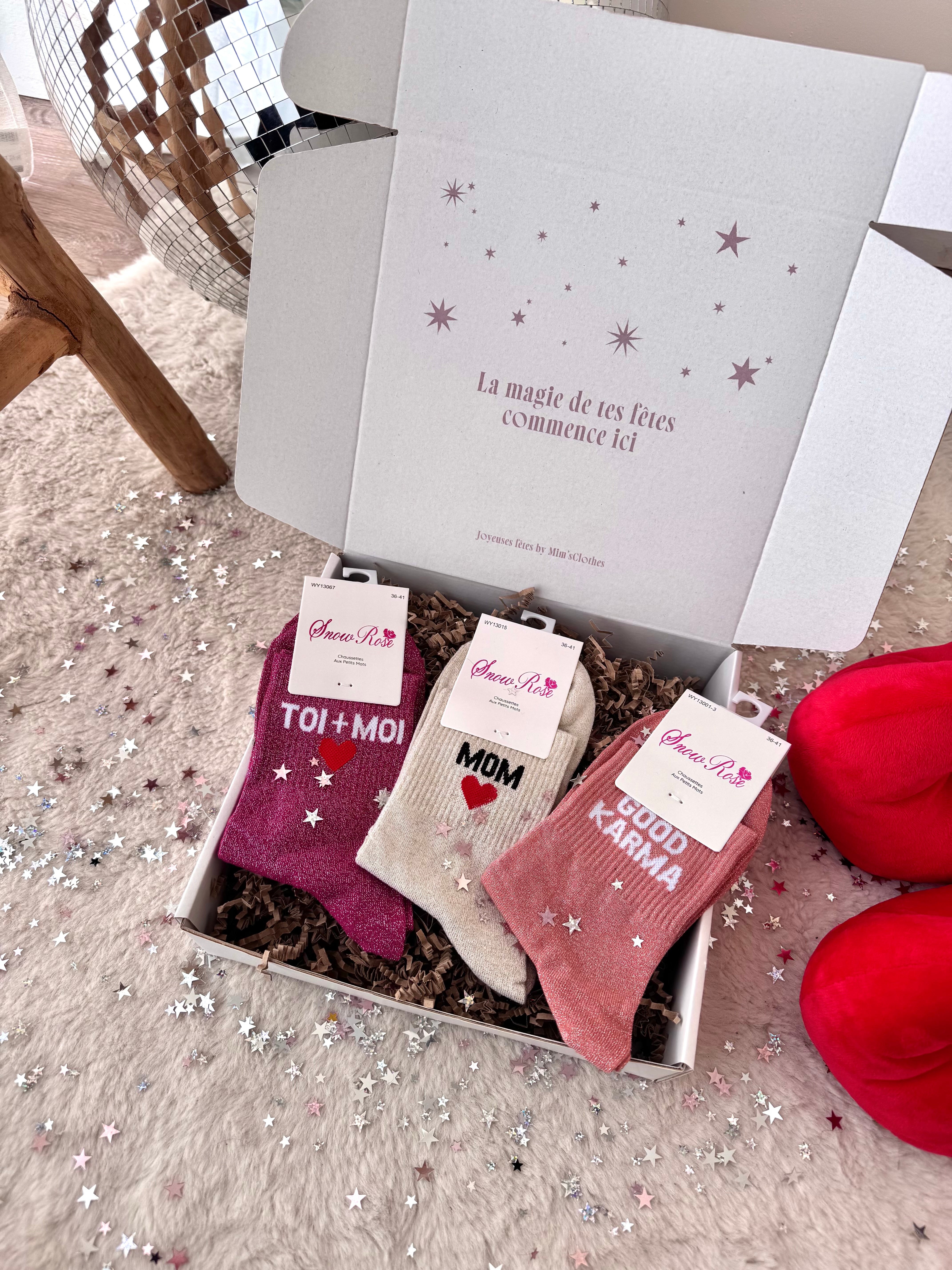 COFFRET CHAUSSETTES À PAILLETTES MOM/GOOD KARMA/TOI+MOI