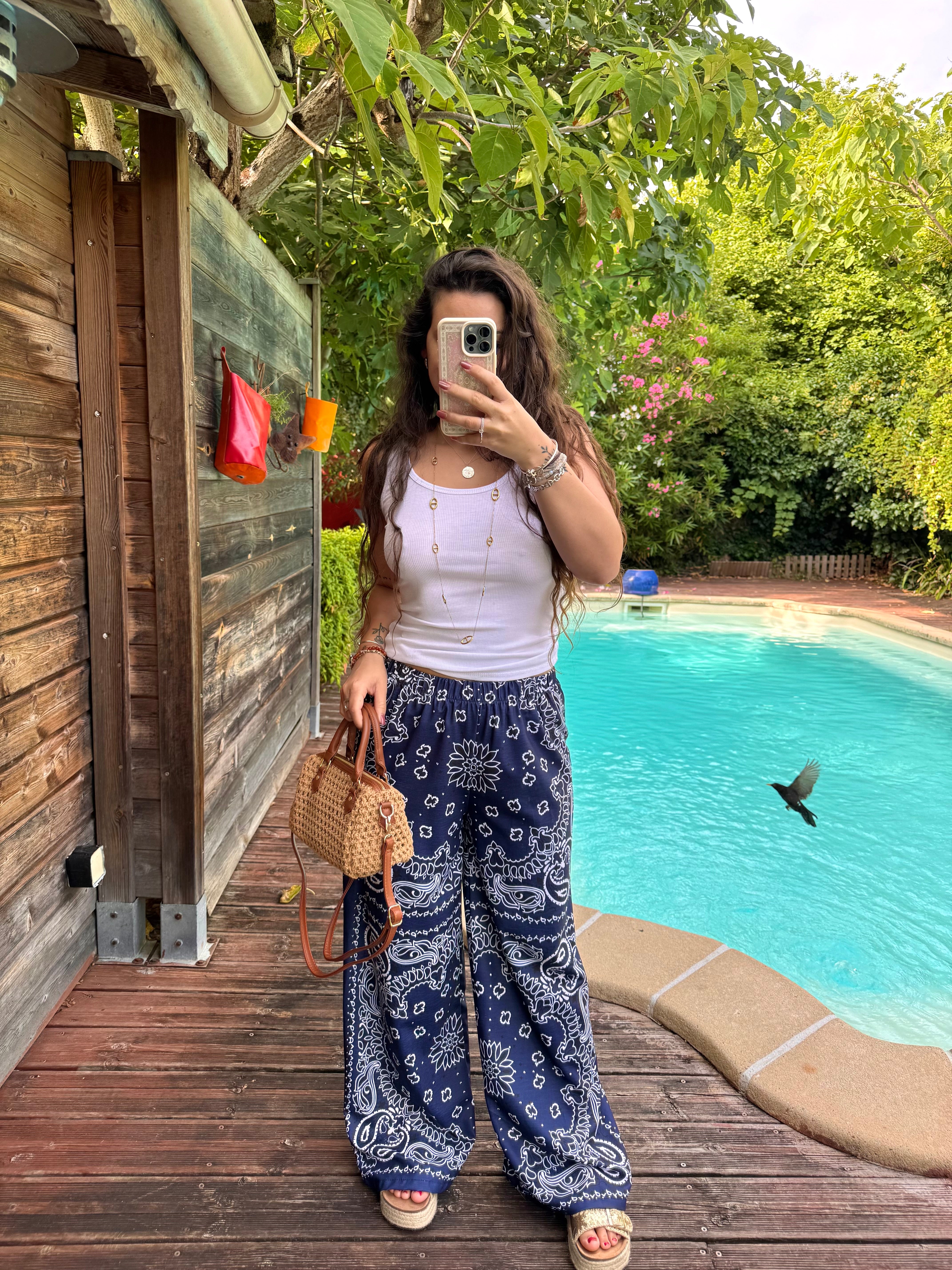 PANTALON BANDANA BLEU MARINE
