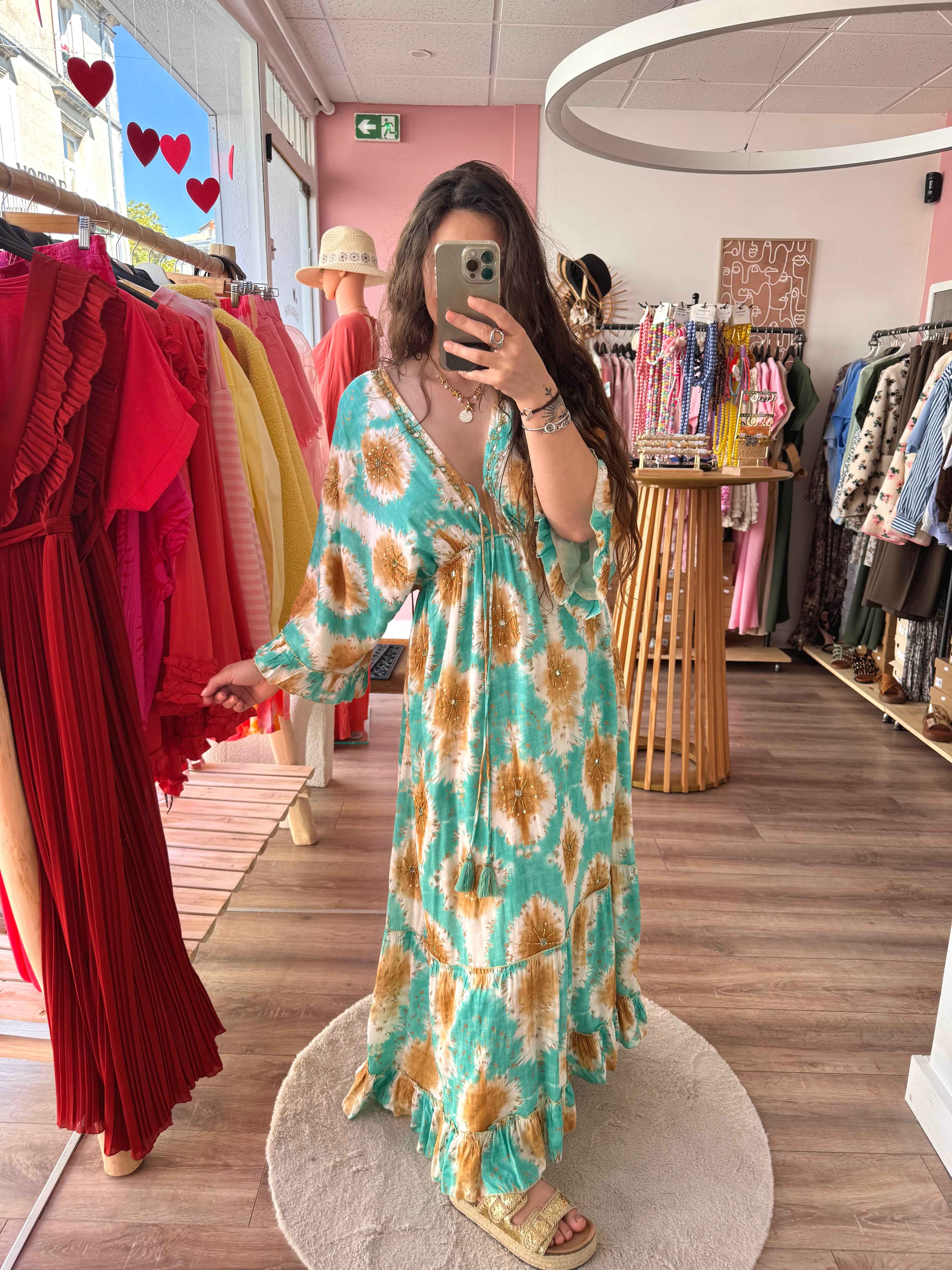 ROBE MIROIR TURQUOISE