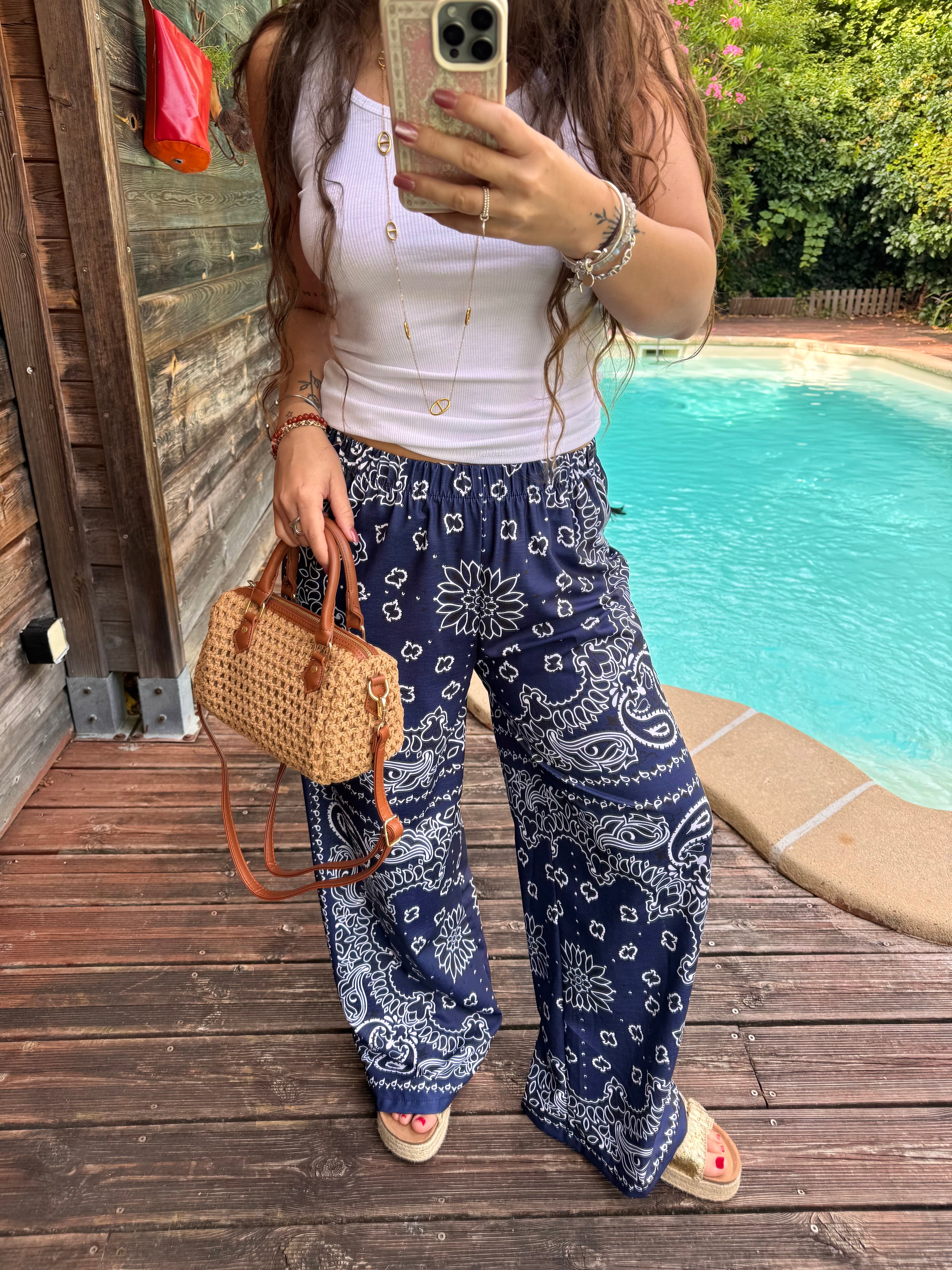 PANTALON BANDANA BLEU MARINE