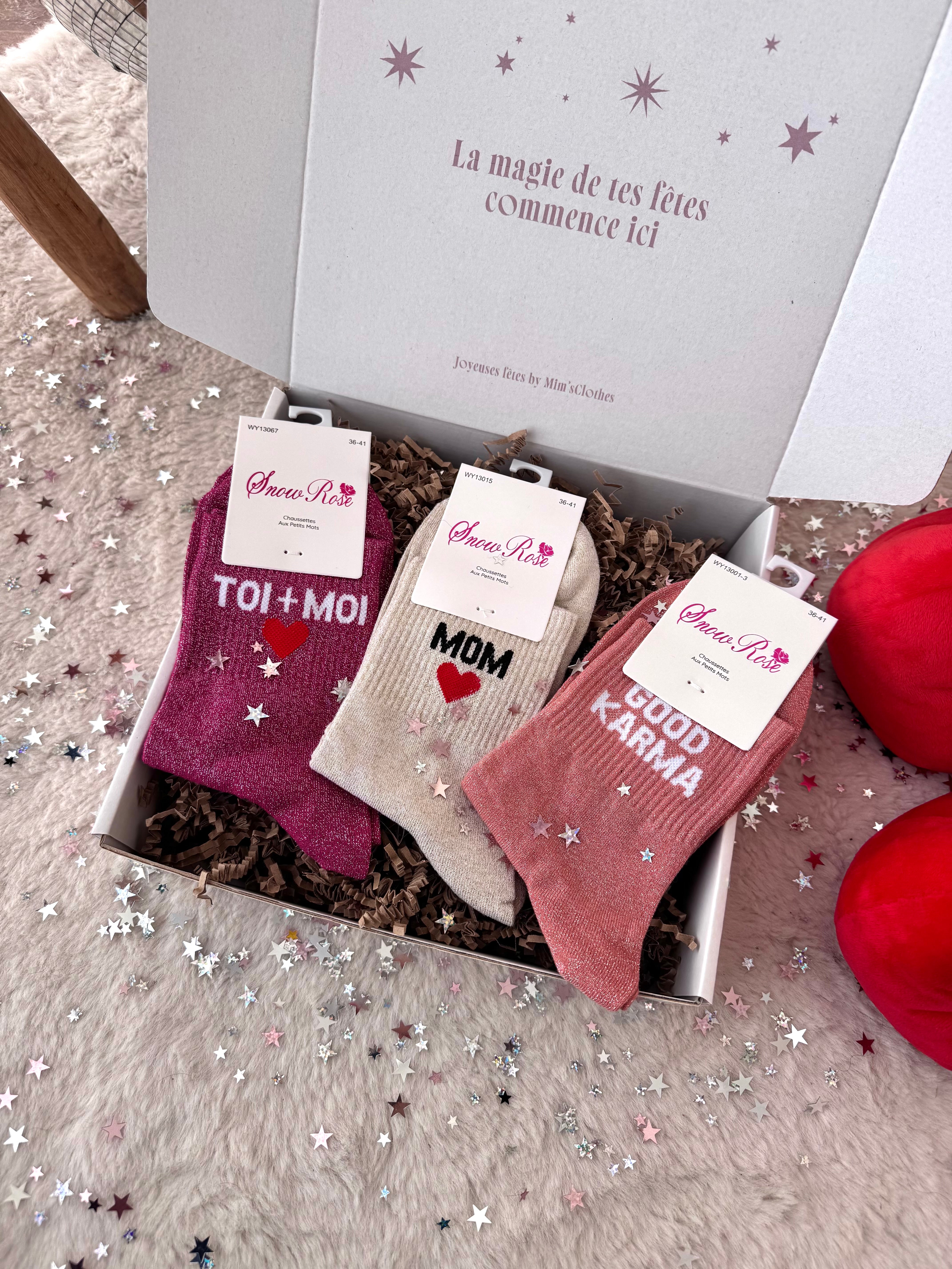 COFFRET CHAUSSETTES À PAILLETTES MOM/GOOD KARMA/TOI+MOI