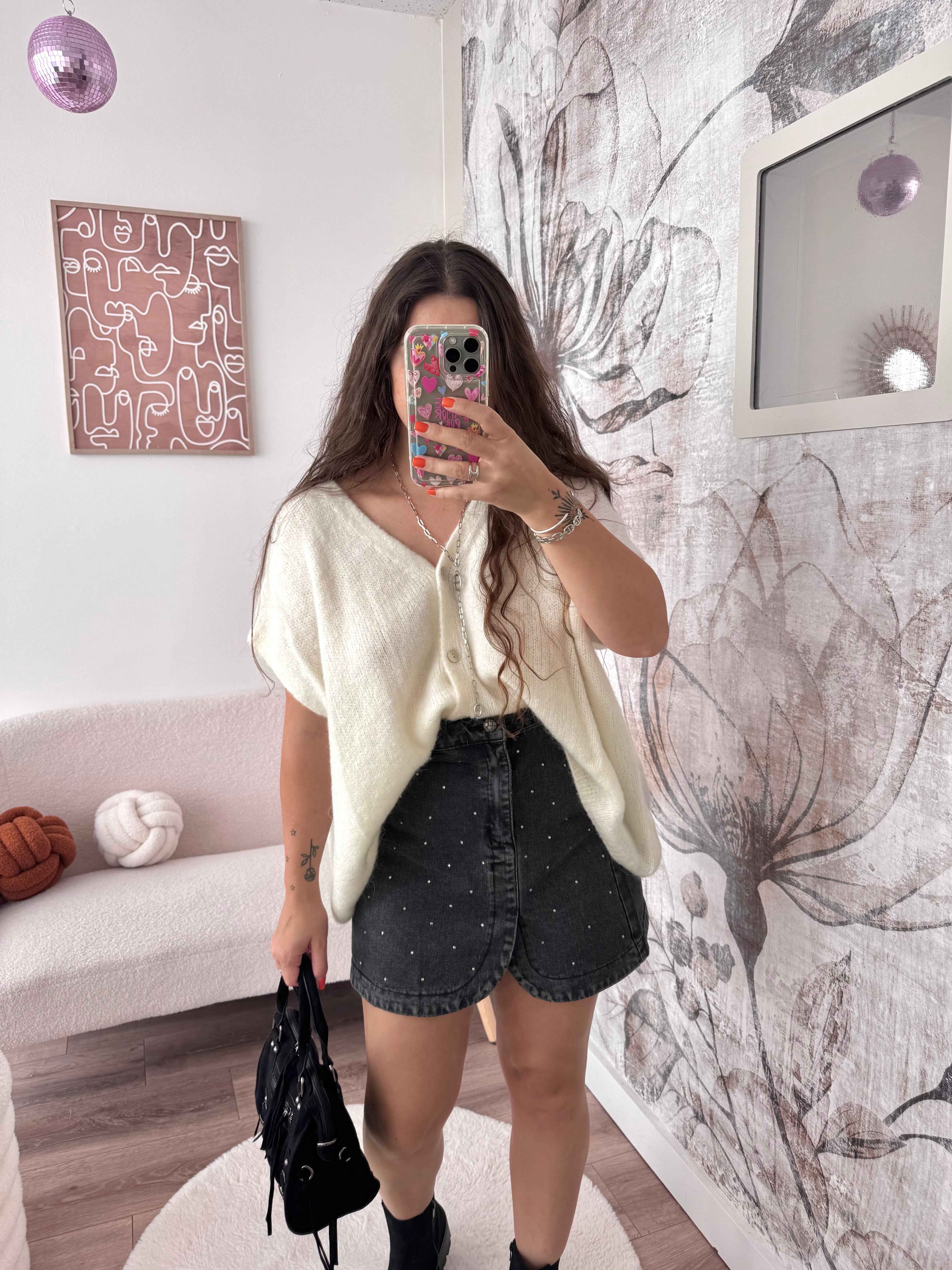 JUPE EN JEANS STRASS