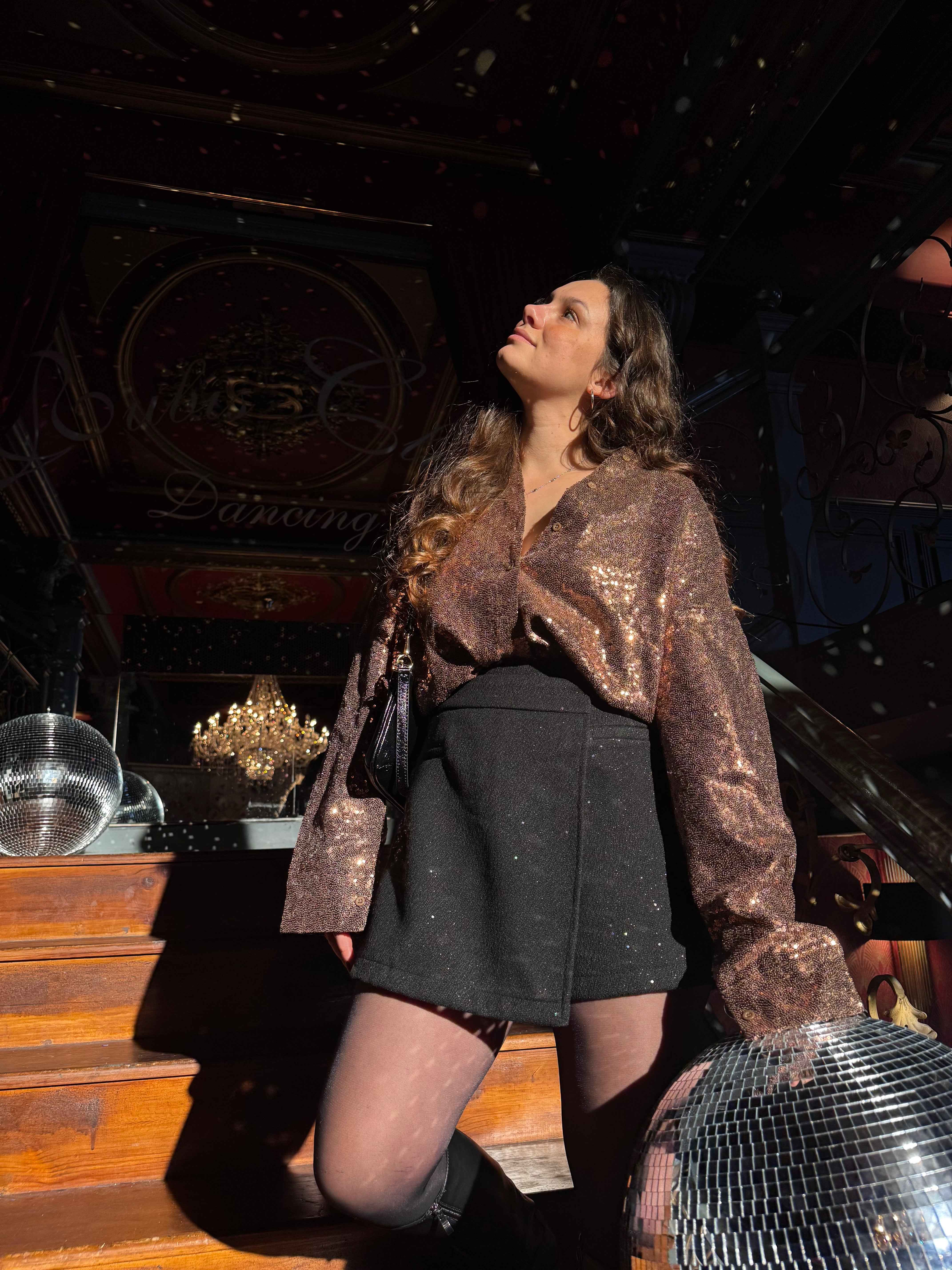 JUPE/SHORT À PAILLETTES NOIRES