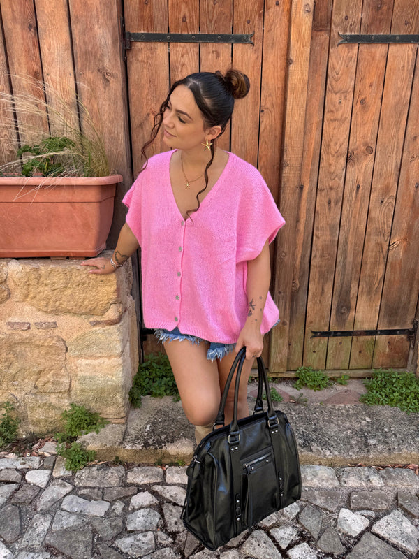 GILET ROSE SANS MANCHE
