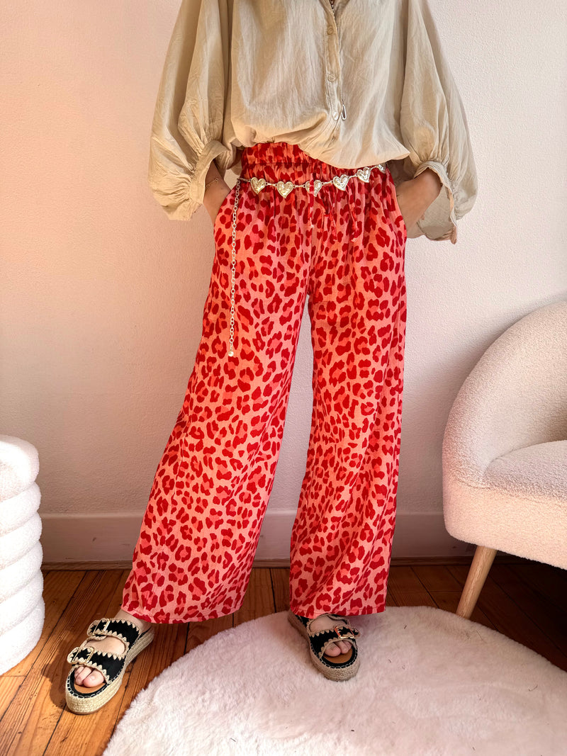 PANTALON GAZE DE COTON LÉOPARD