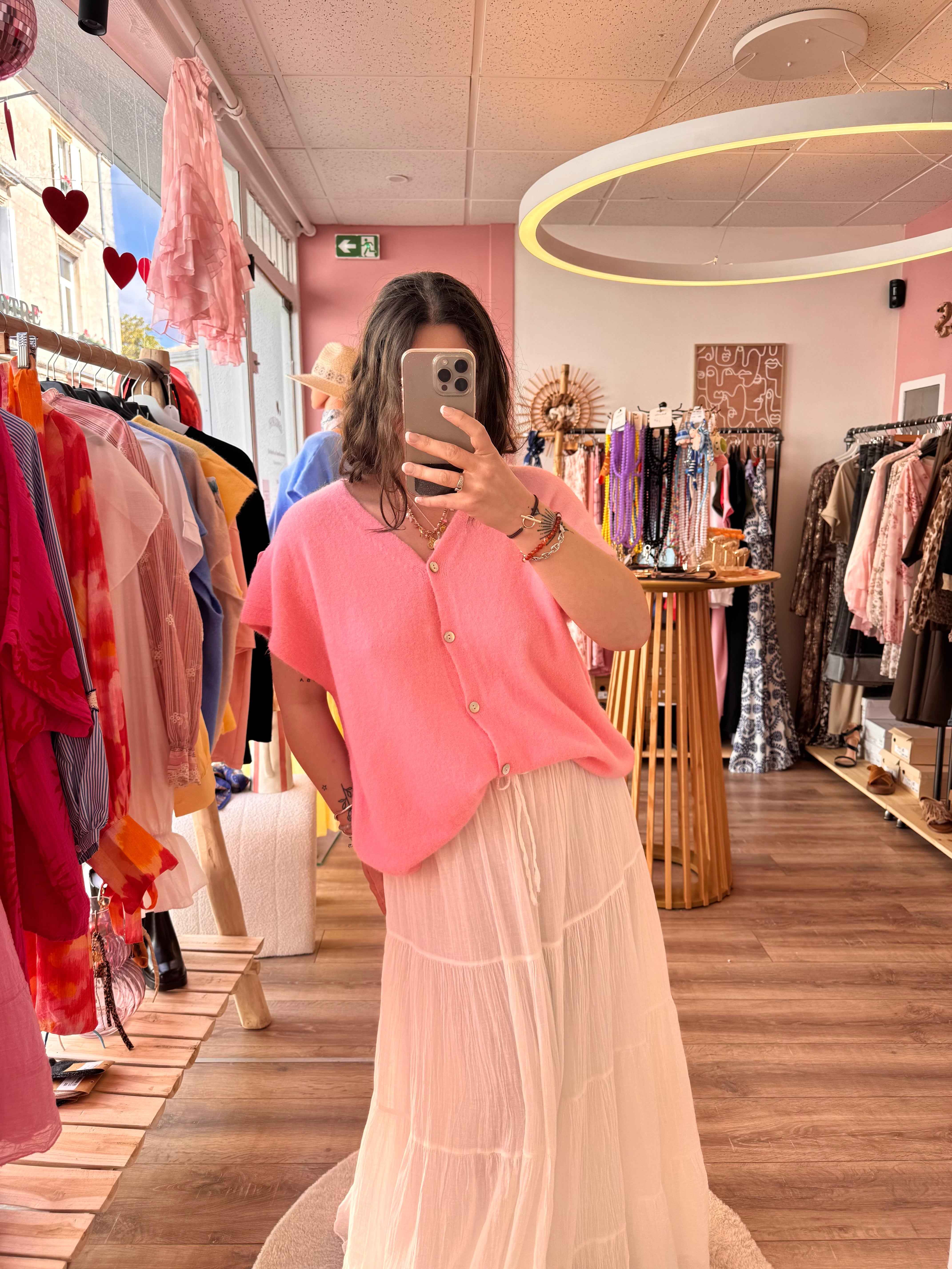 GILET SANS MANCHE ROSE