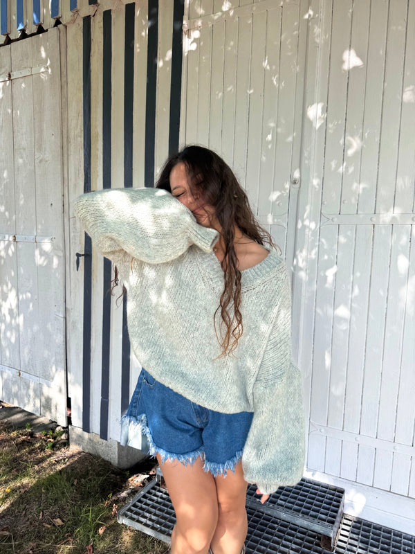 PULL FLUFFY MOHAIR GRIS