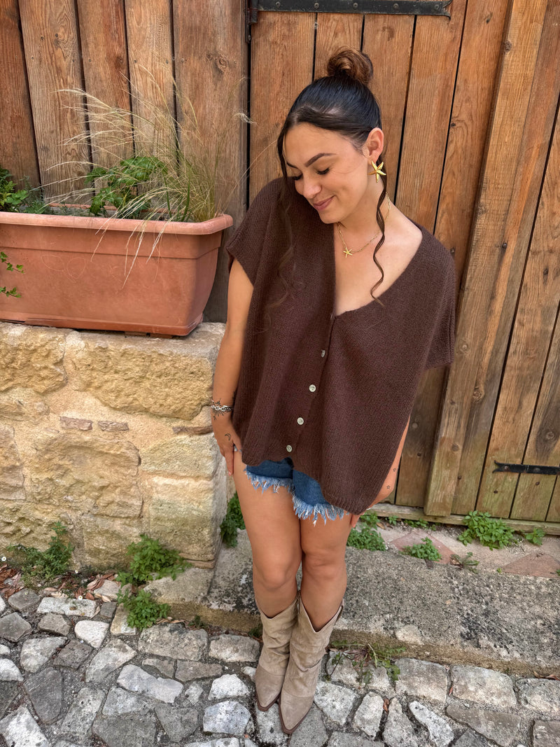 GILET SANS MANCHE CHOCOLAT