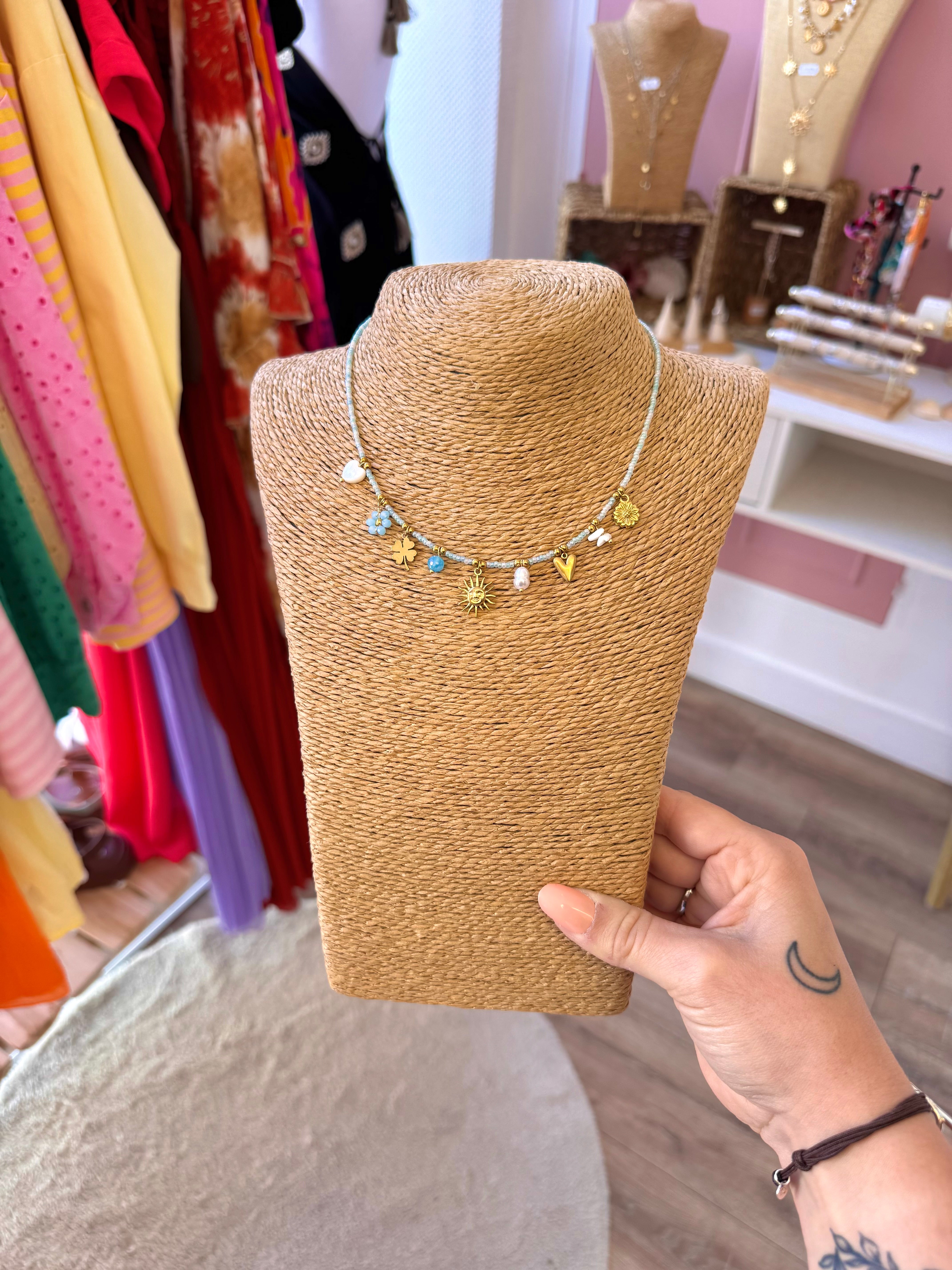 COLLIER PERLA BLEU CHARMS