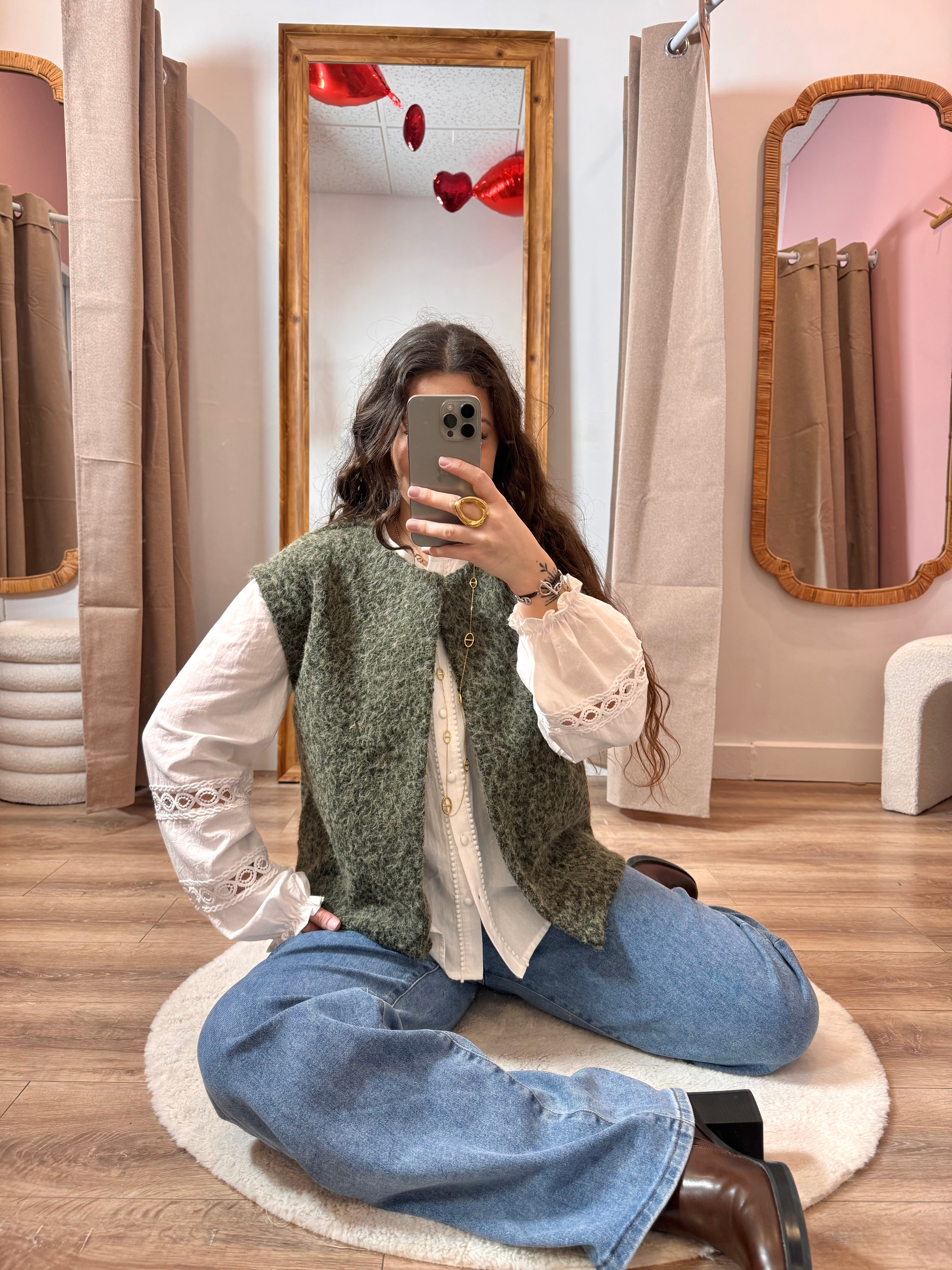 VESTE SANS MANCHE KAKI