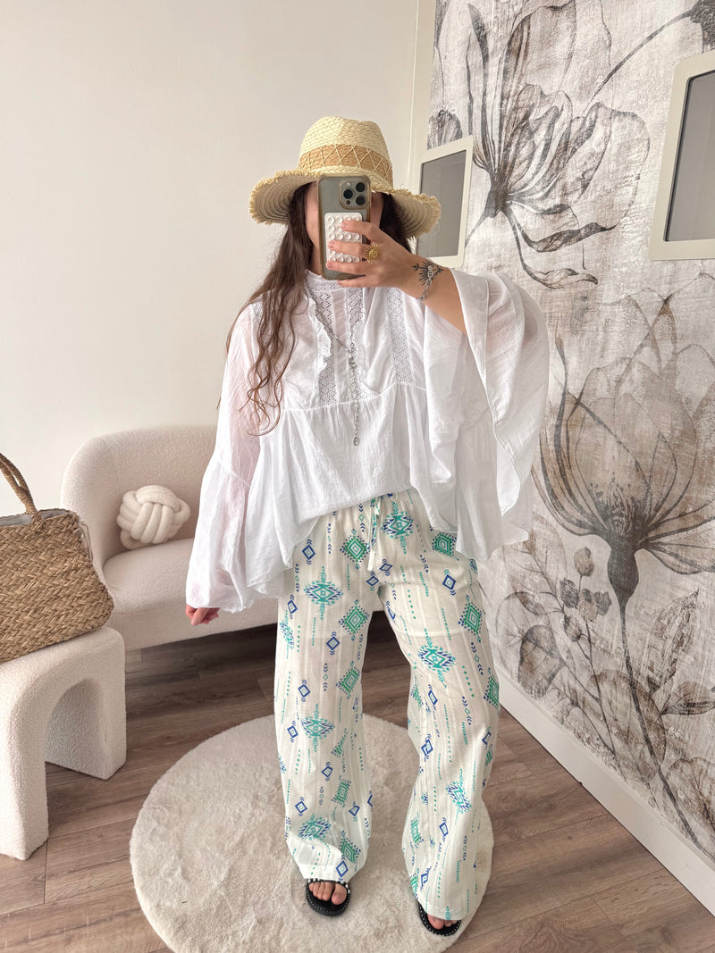 PANTALON BOHÈME TURQUOISE