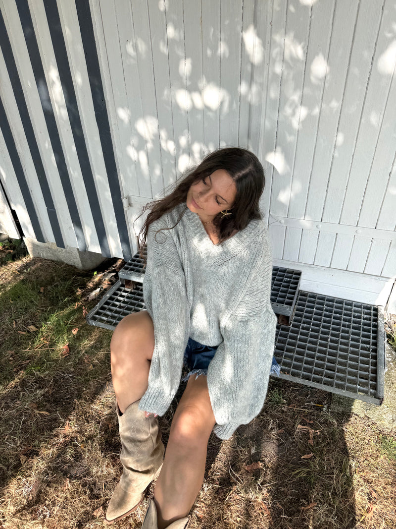 PULL FLUFFY MOHAIR GRIS