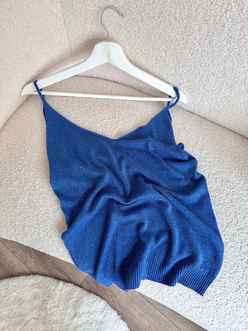 TOP BLEU À PAILLETTES