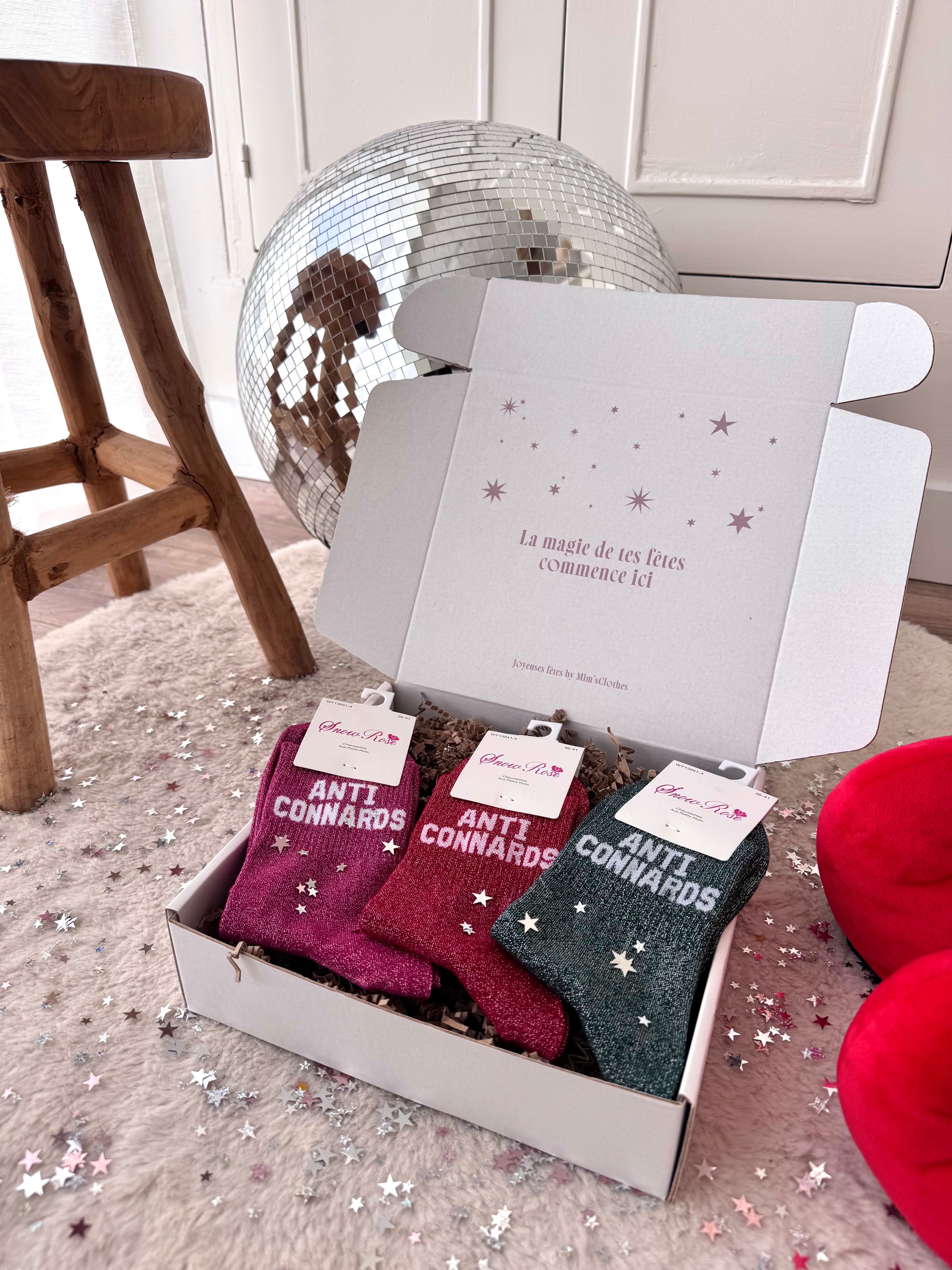 COFFRET CHAUSSETTES À PAILLETTES ANTI CONNARD