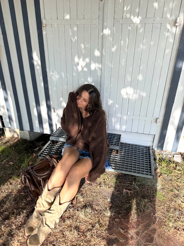 PULL FLUFFY MOHAIR CHOCOLAT ( expédition fin de semaine)