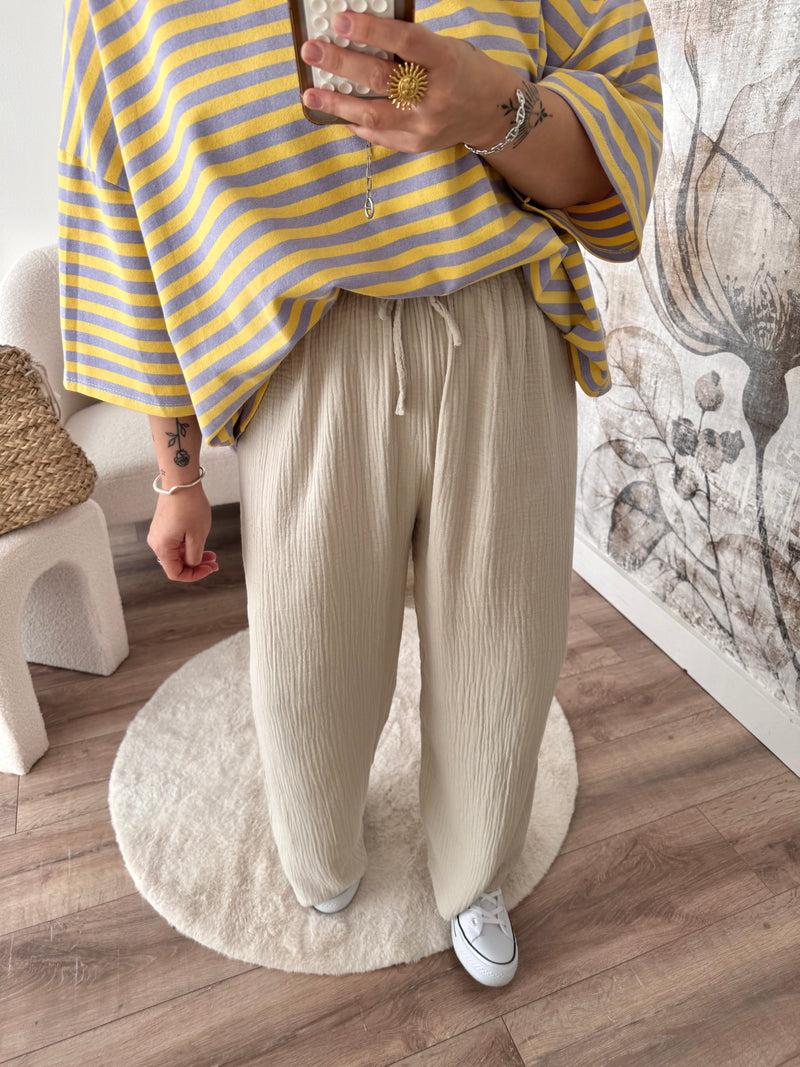PANTALON GAZE DE COTON BEIGE