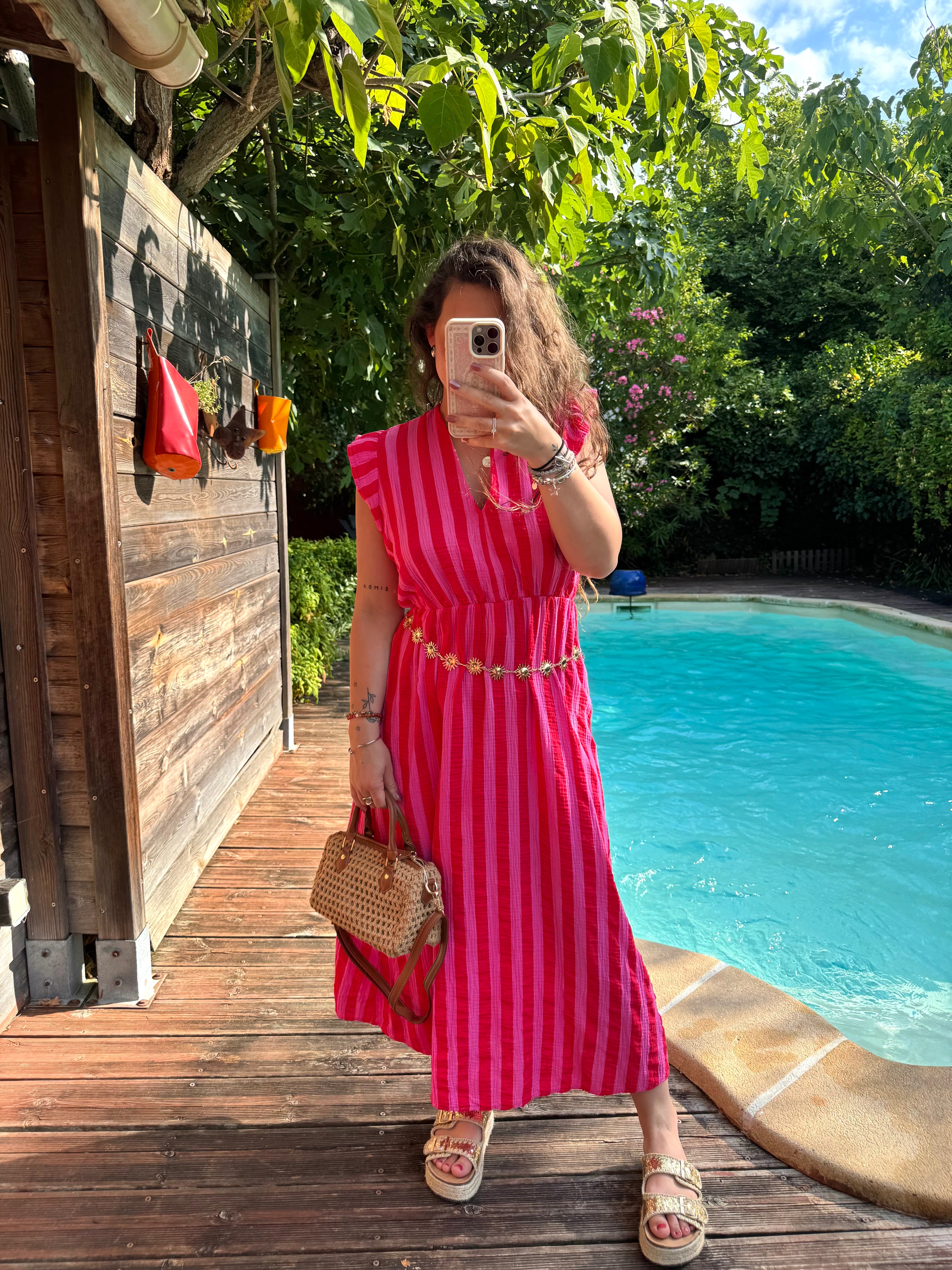 ROBE RAYÉ TEAM PETITE ROUGE